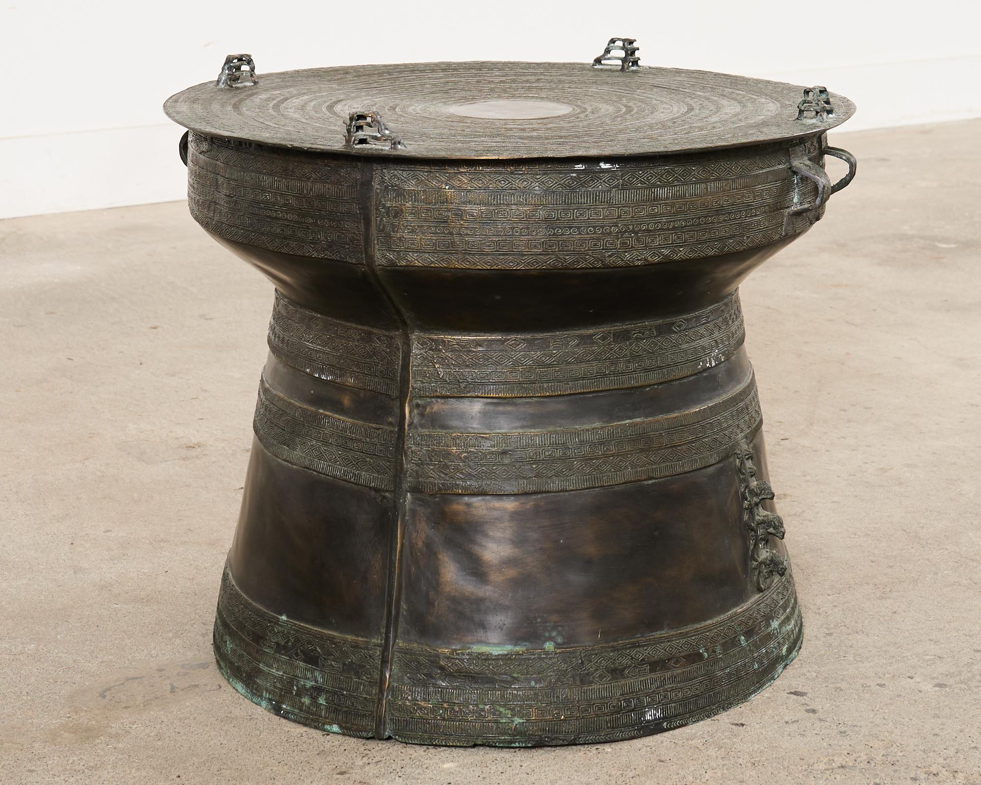 Southeast Asian Bronze Rain Drum or Drinks Table For Sale 6