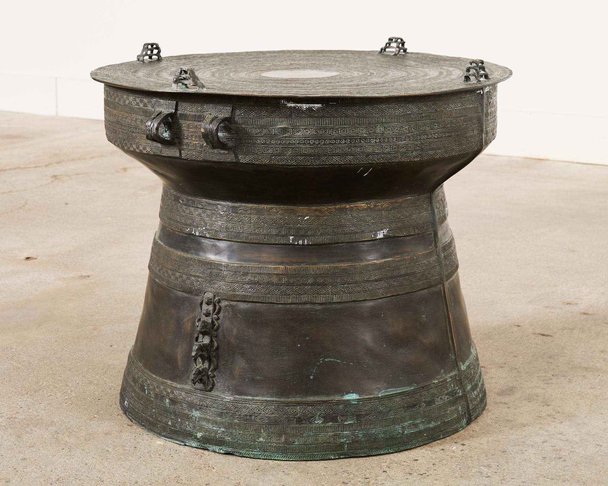 Southeast Asian Bronze Rain Drum or Drinks Table For Sale 10