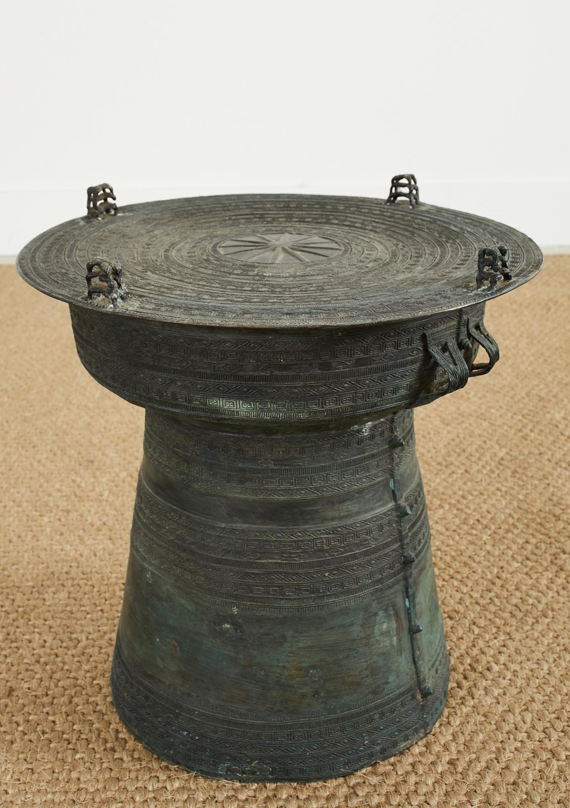 Tribal Southeast Asian Bronze Rain Drum or Drinks Table