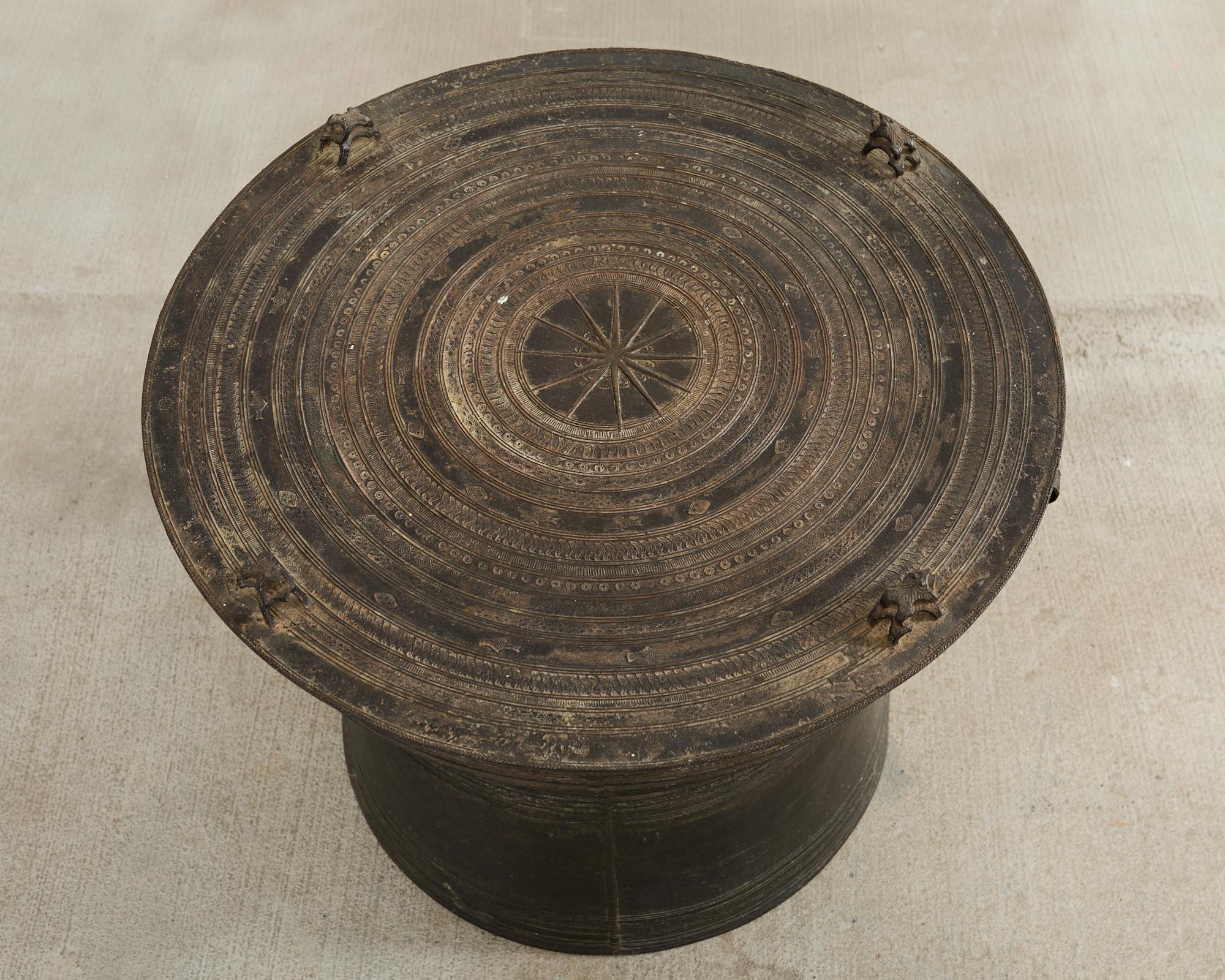 Tribal Southeast Asian Bronze Rain Drum or Drinks Table