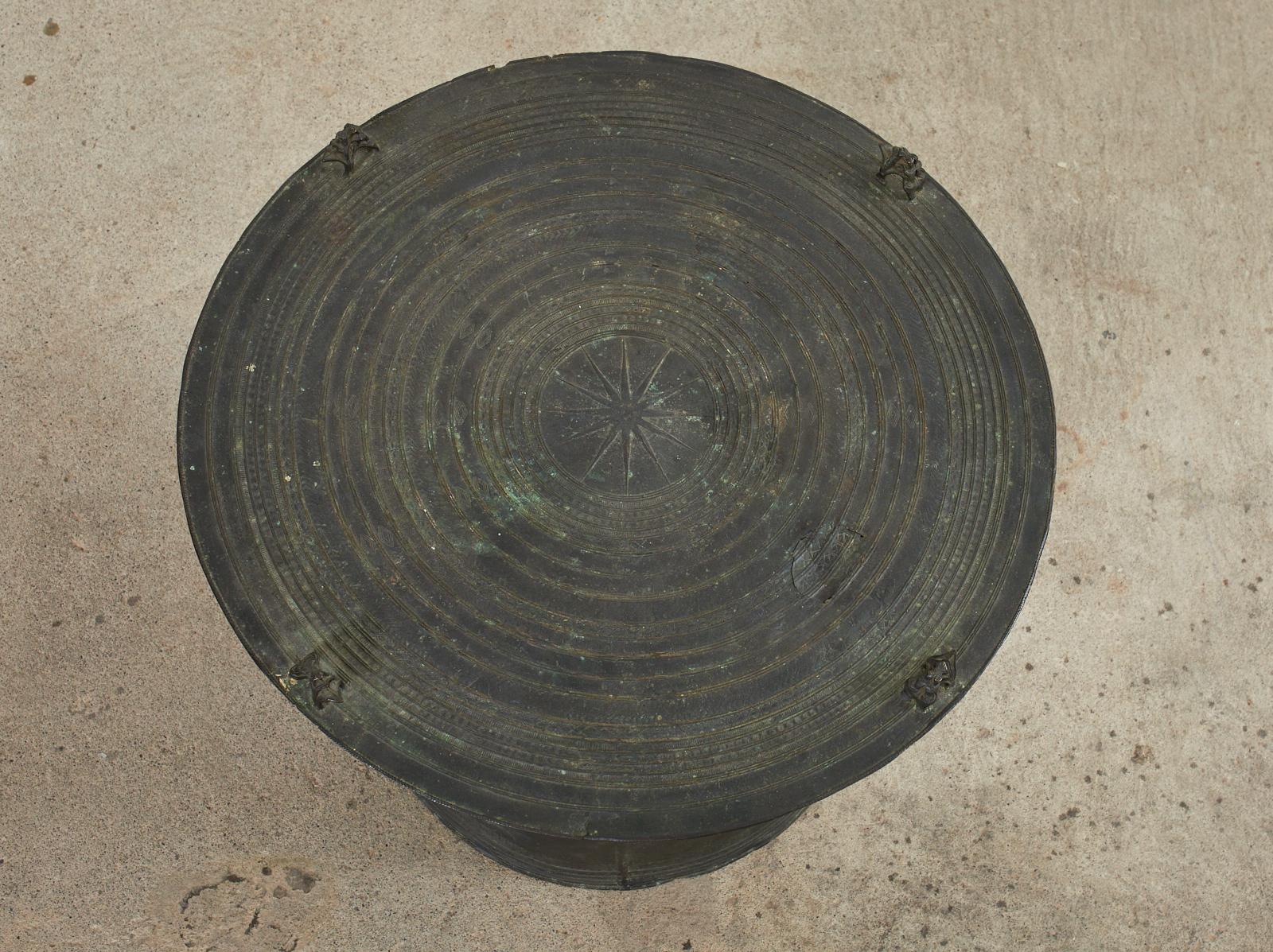 Tribal Southeast Asian Bronze Rain Drum or Drinks Table For Sale