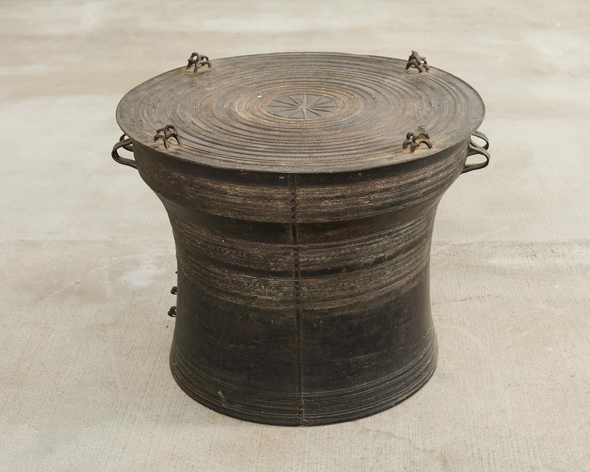 Patinated Southeast Asian Bronze Rain Drum or Drinks Table