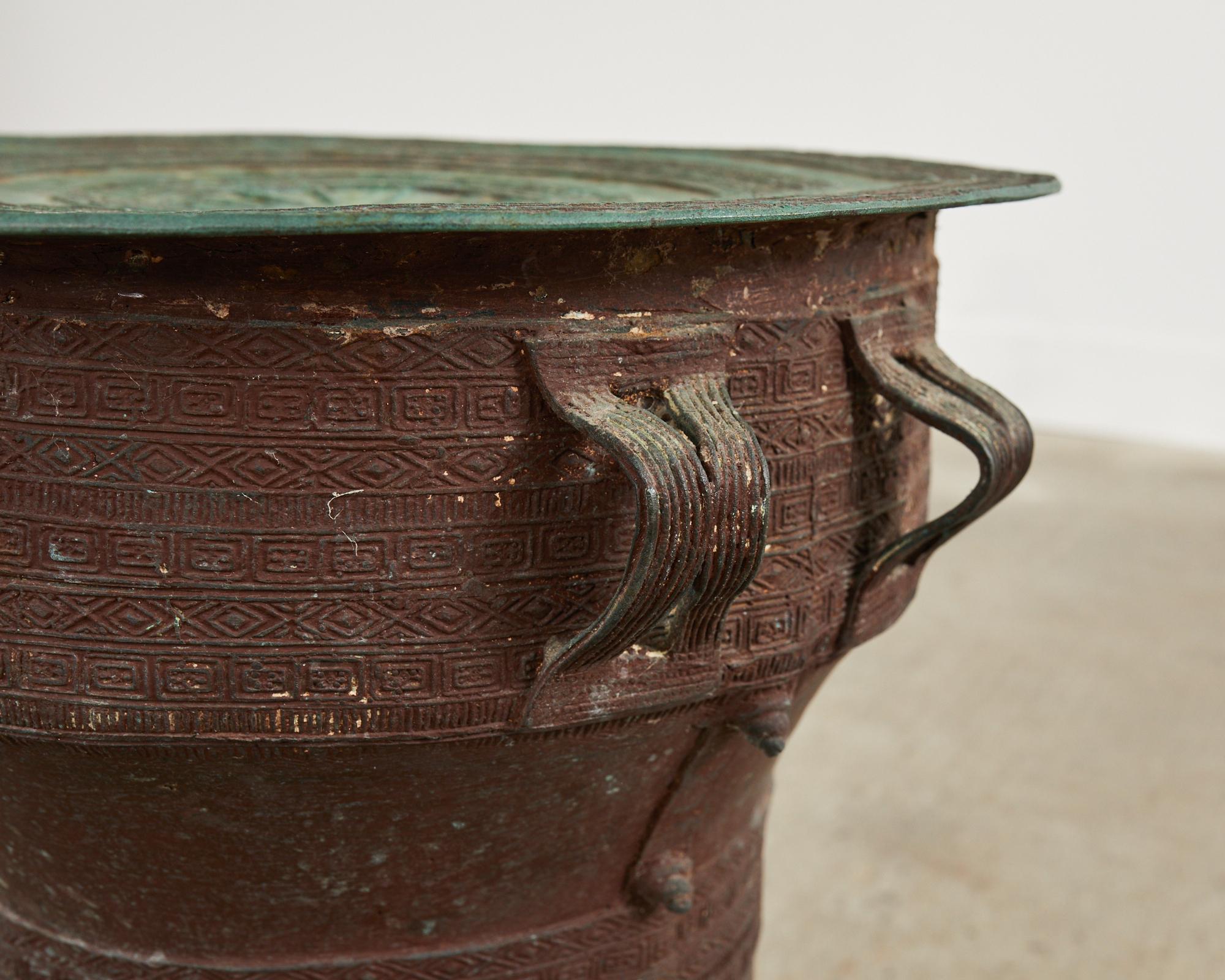 Patinated Southeast Asian Bronze Rain Drum or Drinks Table For Sale