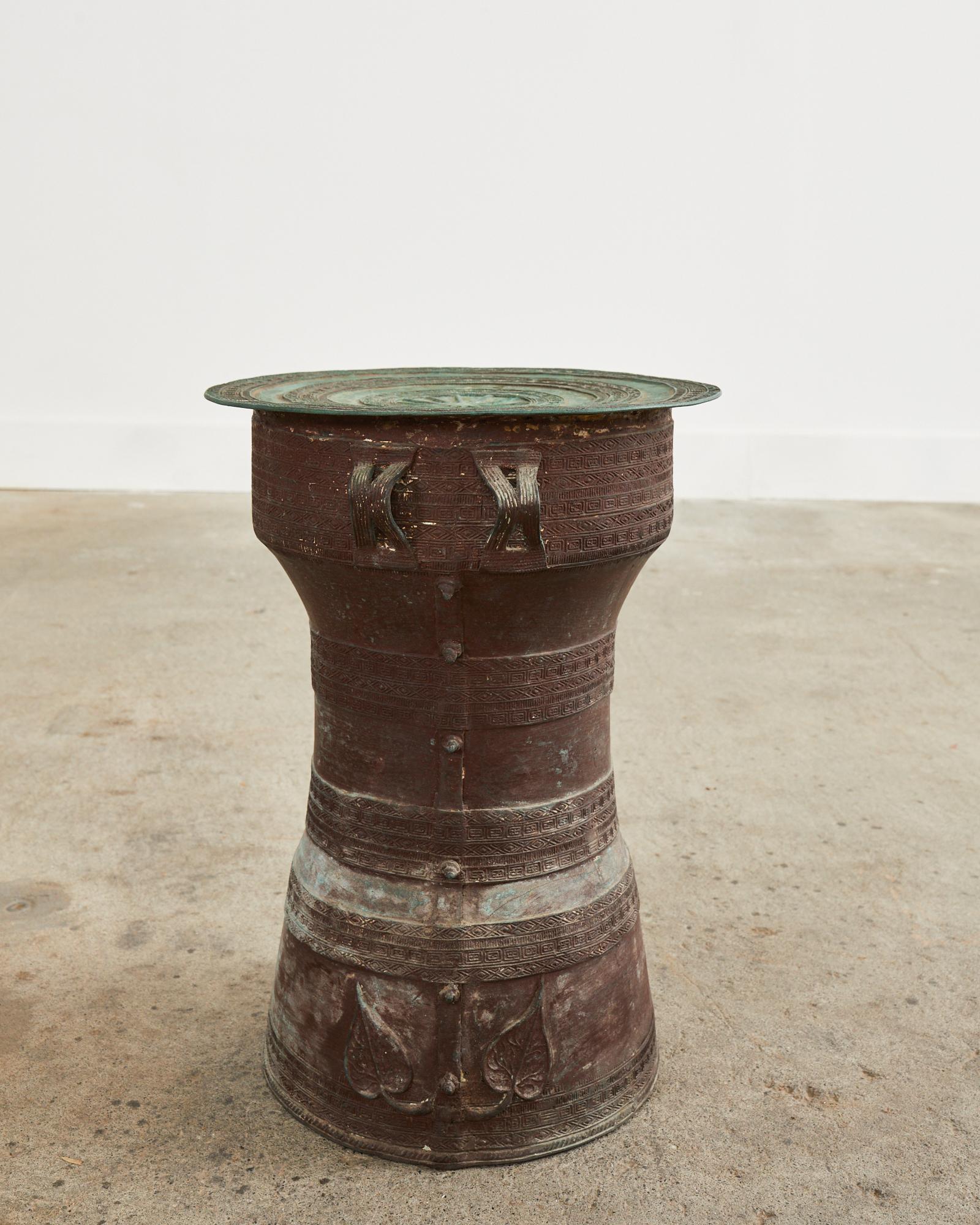 Patinated Southeast Asian Bronze Rain Drum or Drinks Table For Sale