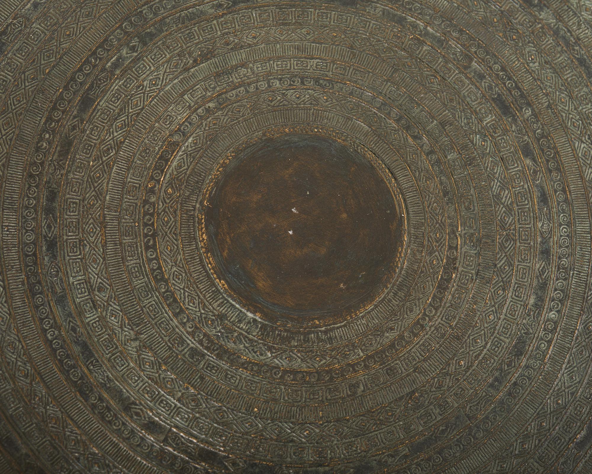 Patinated Southeast Asian Bronze Rain Drum or Drinks Table For Sale