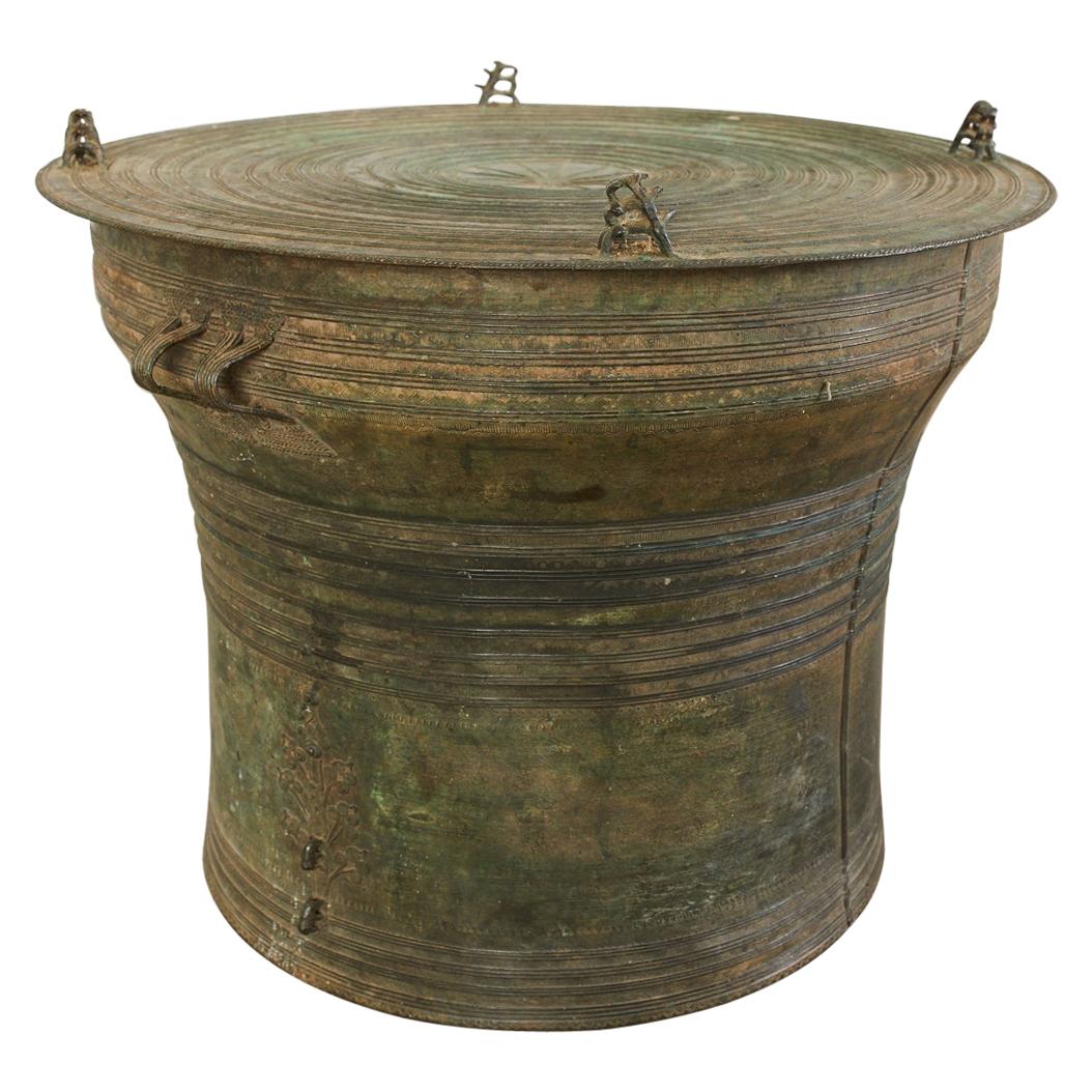 Southeast Asian Bronze Rain Drum or Frog Drum Table