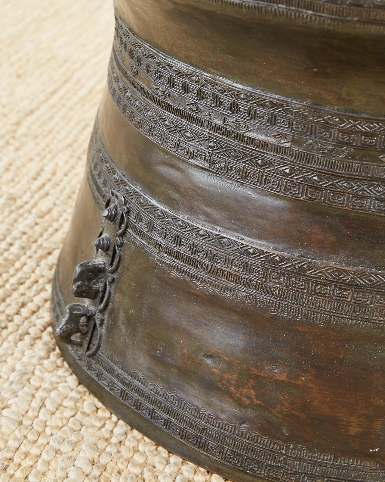 Southeast Asian Bronze Rain Drum Table or Frog Drum 6