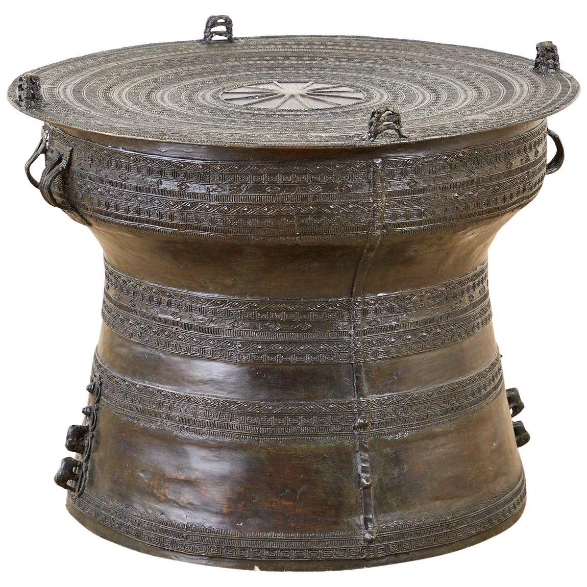 Southeast Asian Bronze Rain Drum Table or Frog Drum