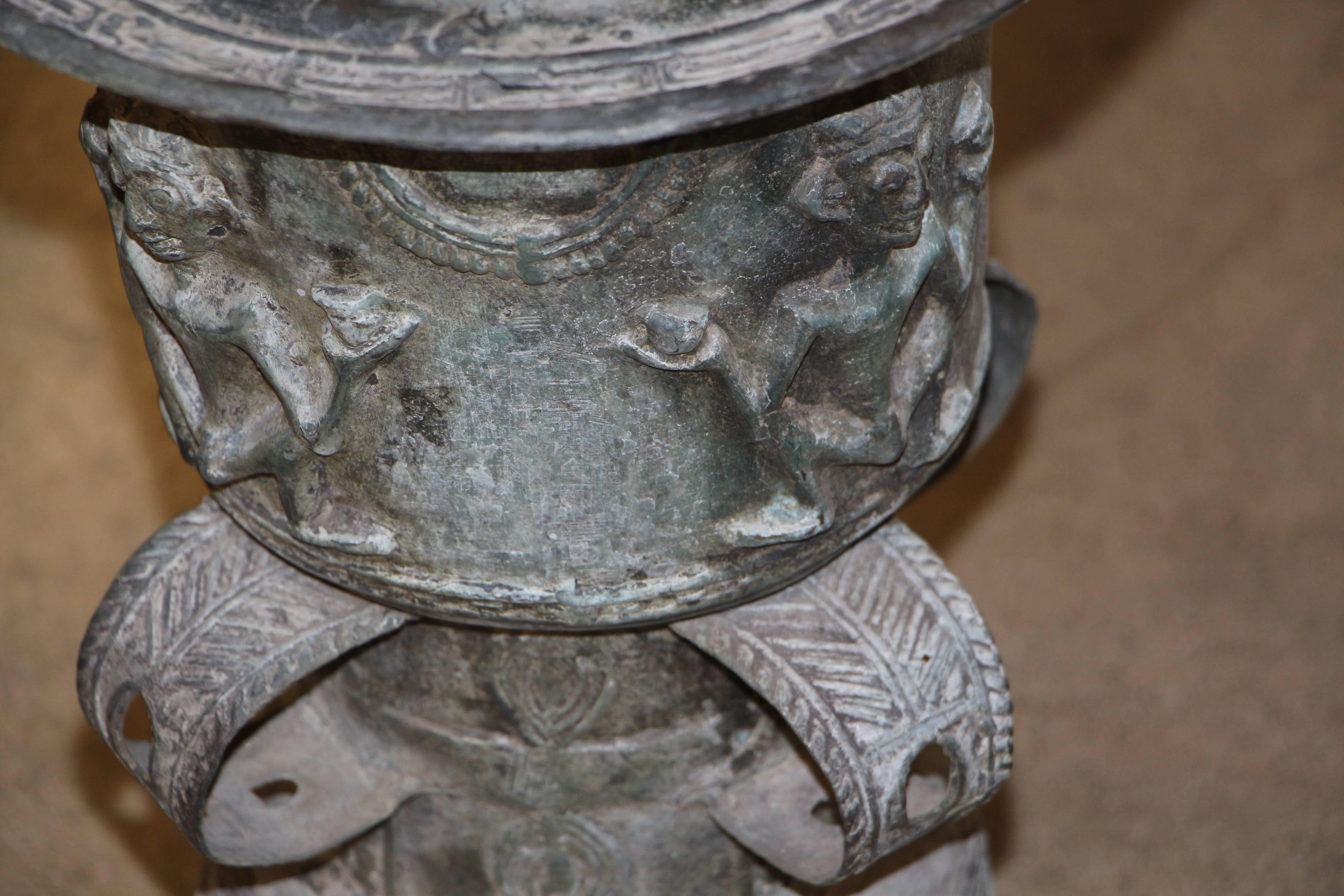 20th Century Southeast Asian Bronze Rain Drum with Figures