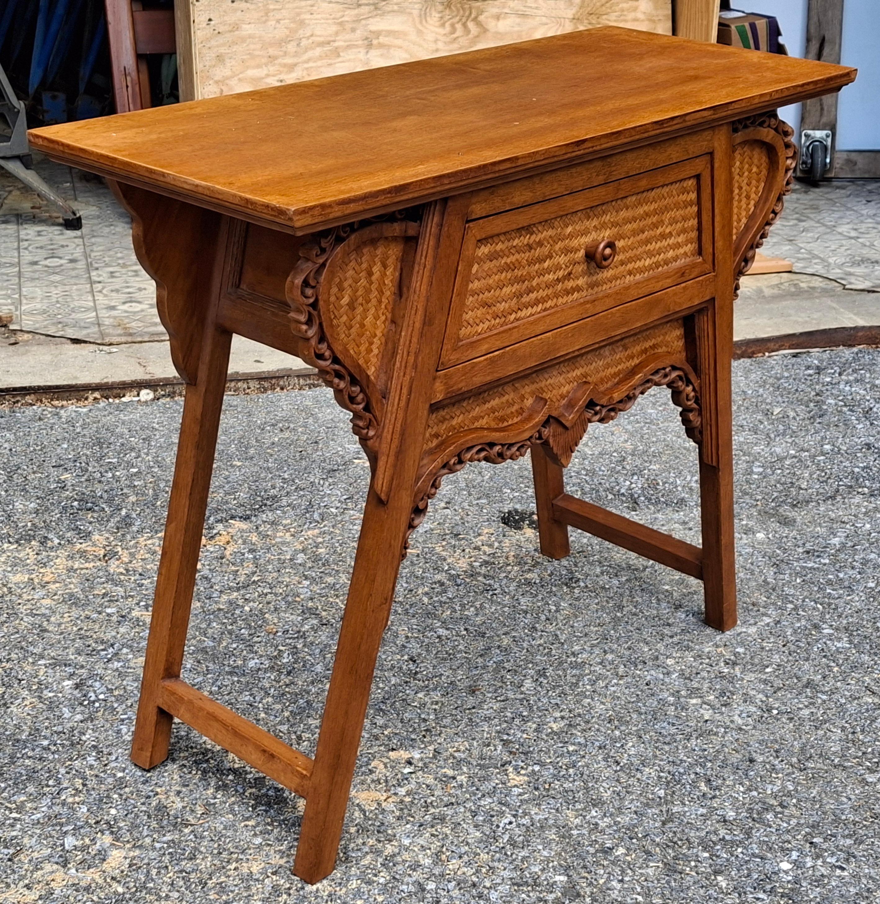 Stained Southeast Asian Carved Fruitwood Console/ Altar Table For Sale