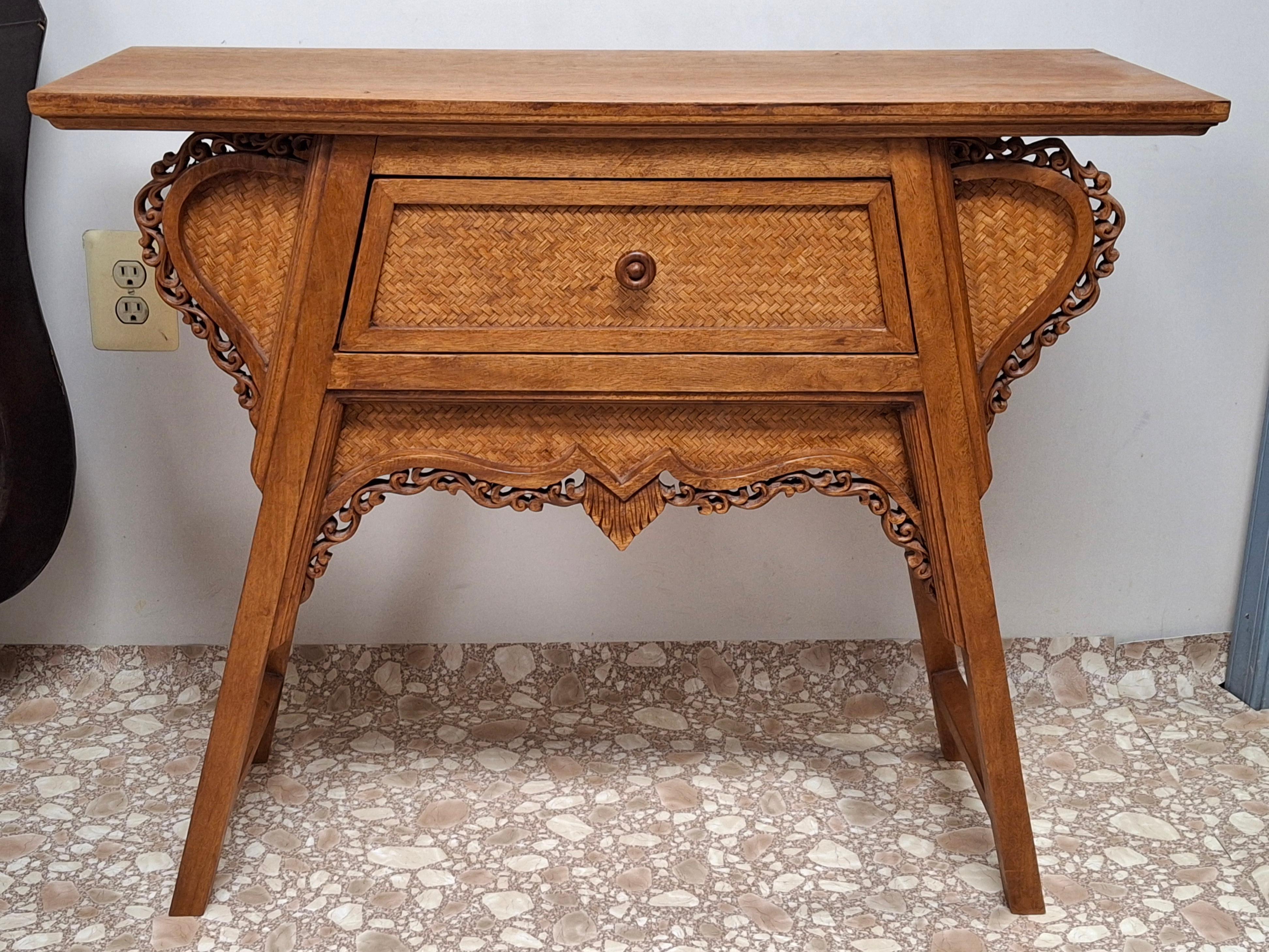 Southeast Asian Carved Fruitwood Console/ Altar Table For Sale 1