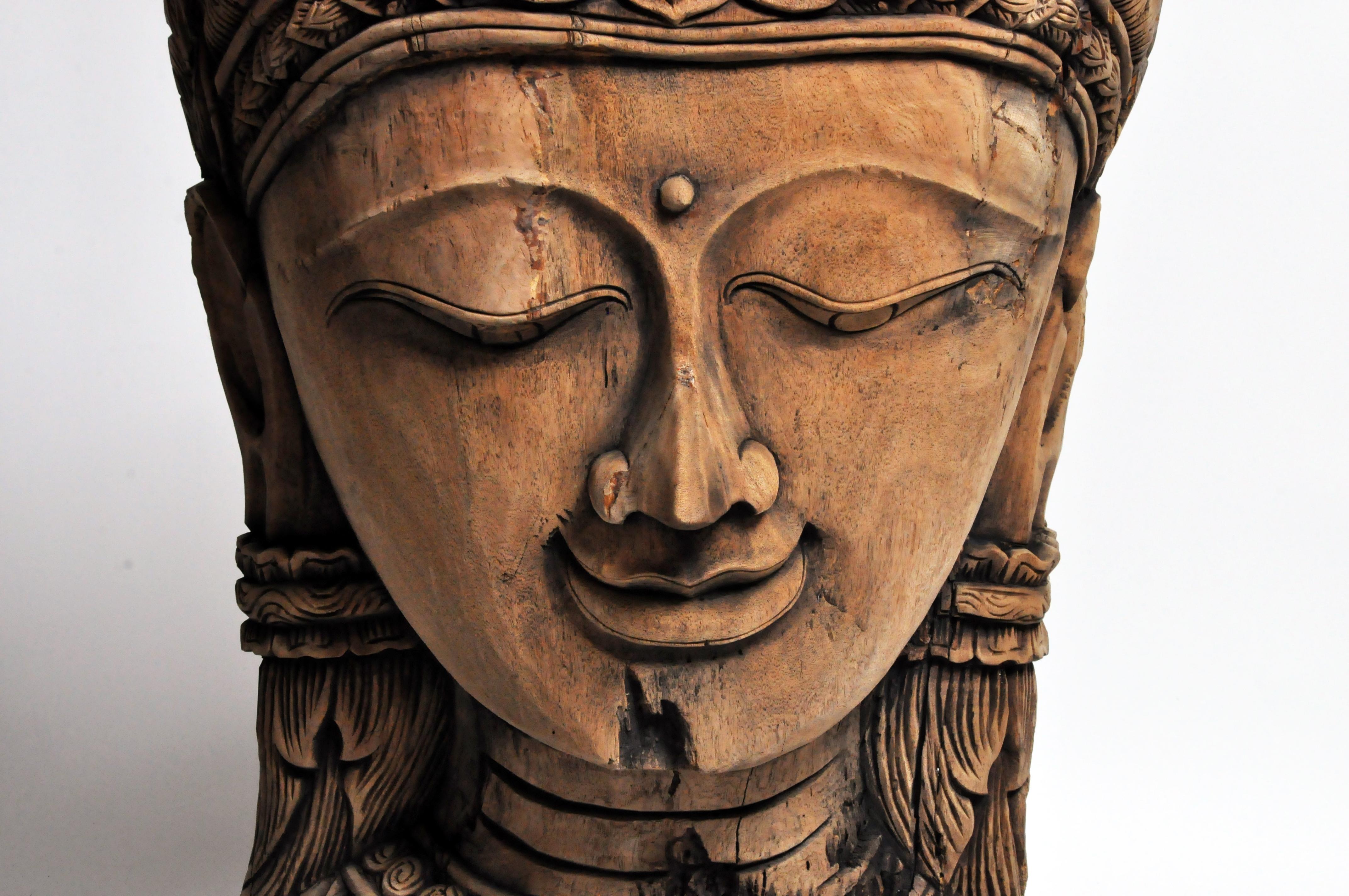 Southeast Asian Carving of a Goddess on Stand 1