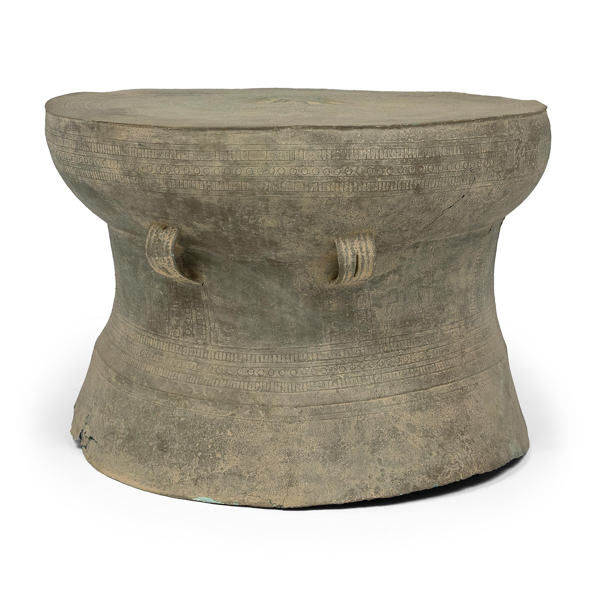 The bronze Dong Son drum is an iconic form that dates back to as early as 600 BCE. Found throughout southeast Asia, the earliest drums are attributed to the Dong Son culture of northern Vietnam and spread to nearby regions by means of trade and