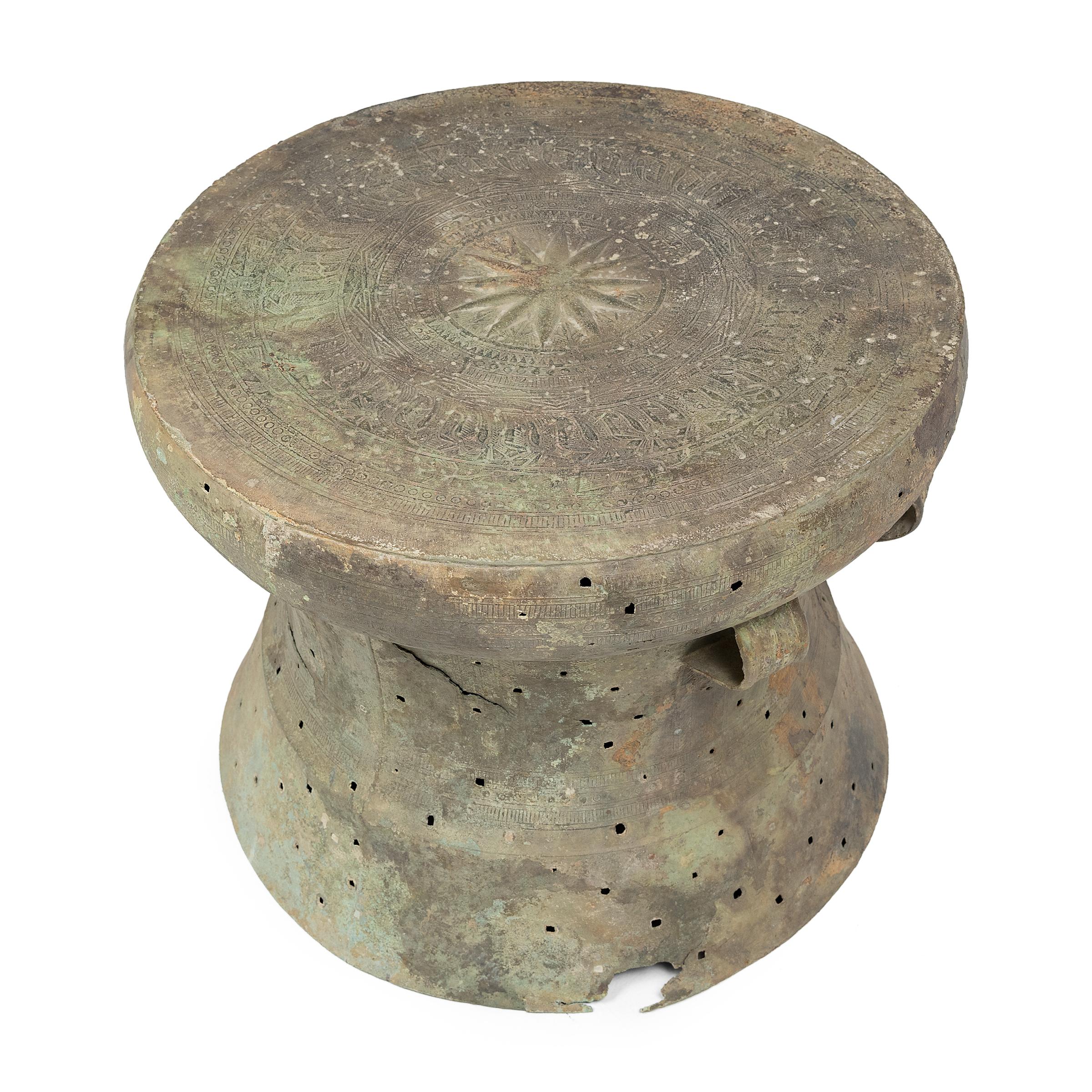 The bronze Dong Son drum is an iconic form that dates back to as early as 600 BCE. Found throughout southeast Asia, the earliest drums are attributed to the Dong Son culture of northern Vietnam and spread to nearby regions by means of trade and
