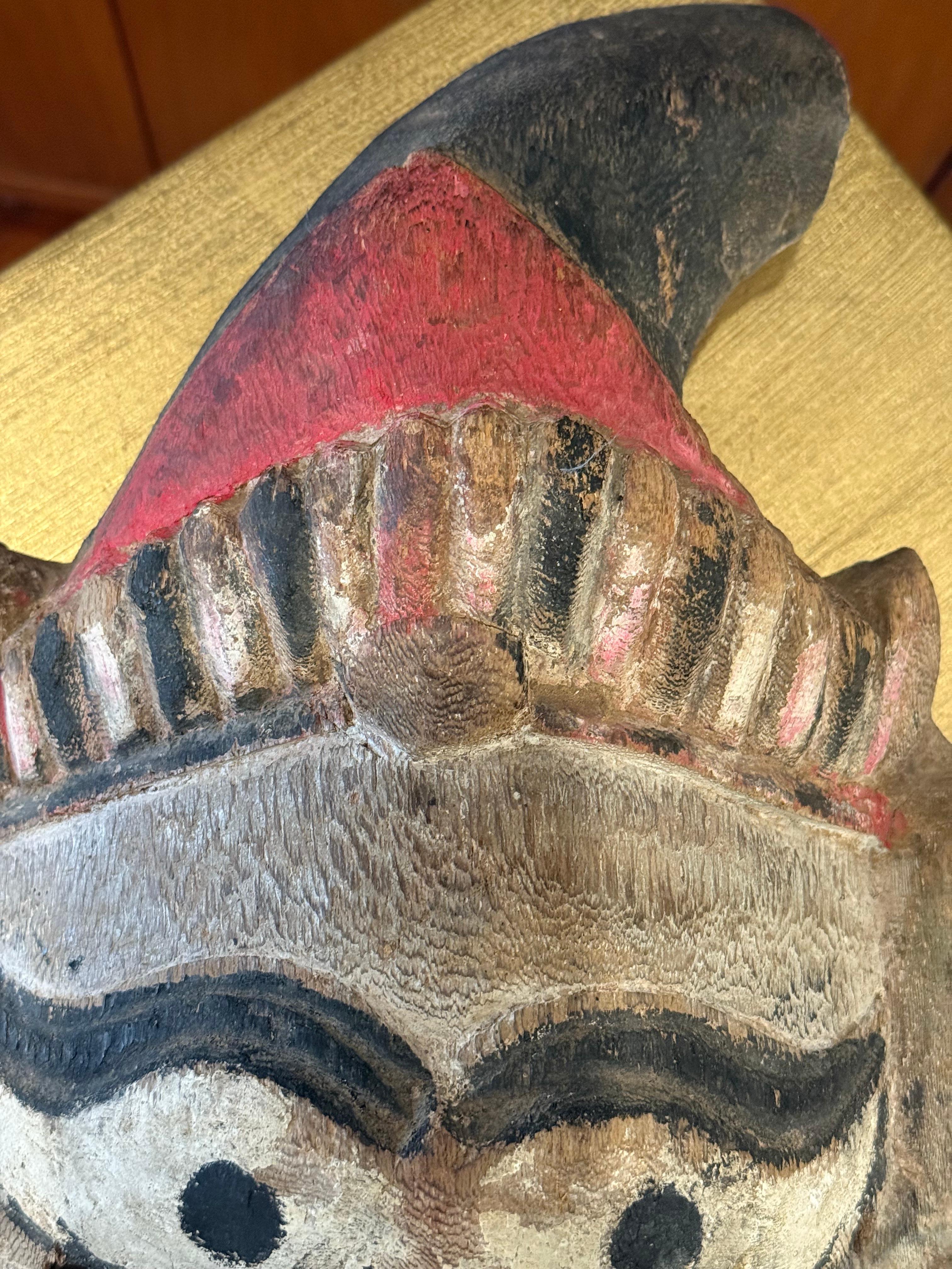 Hand-Carved Southeast Asian Folk Art Wooden Mask For Sale