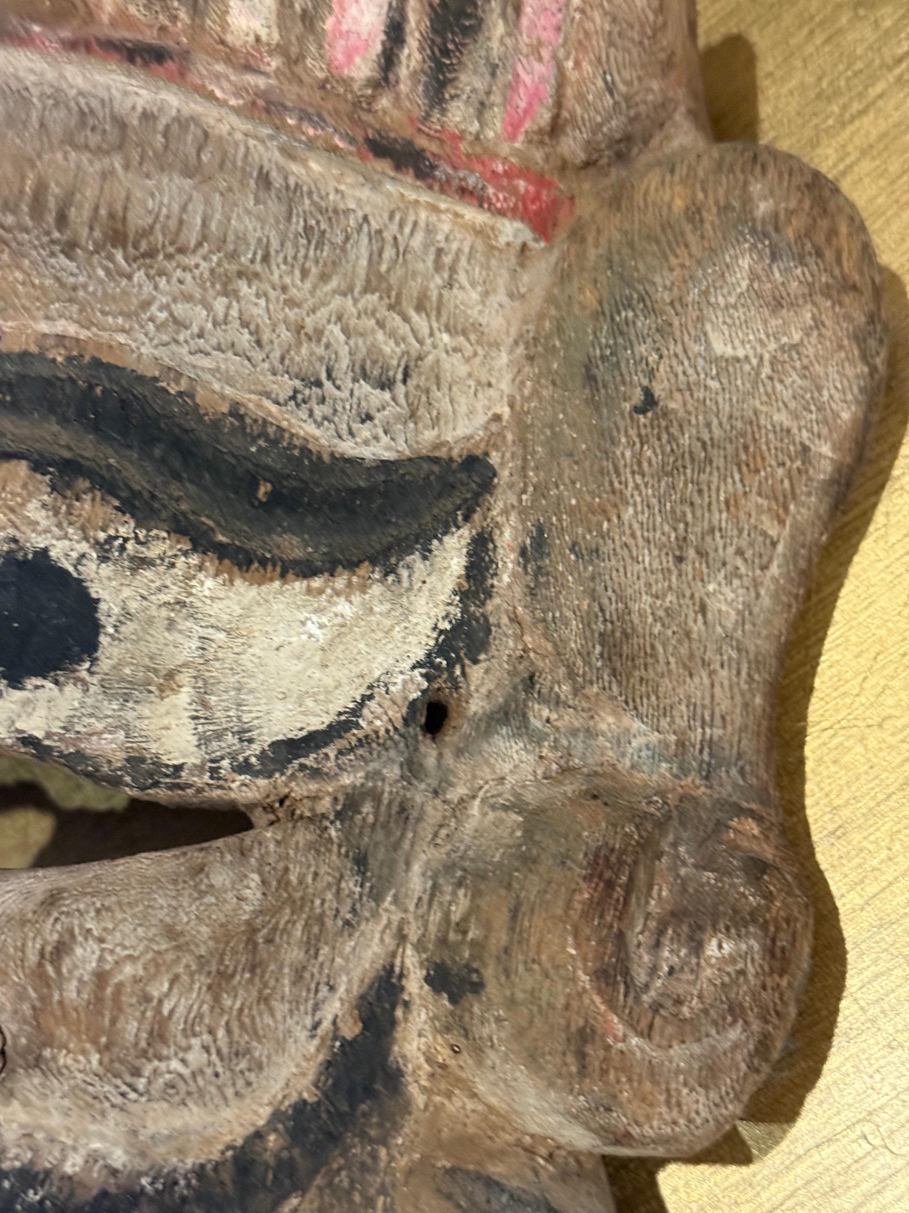 Southeast Asian Folk Art Wooden Mask In Good Condition For Sale In Pasadena, CA