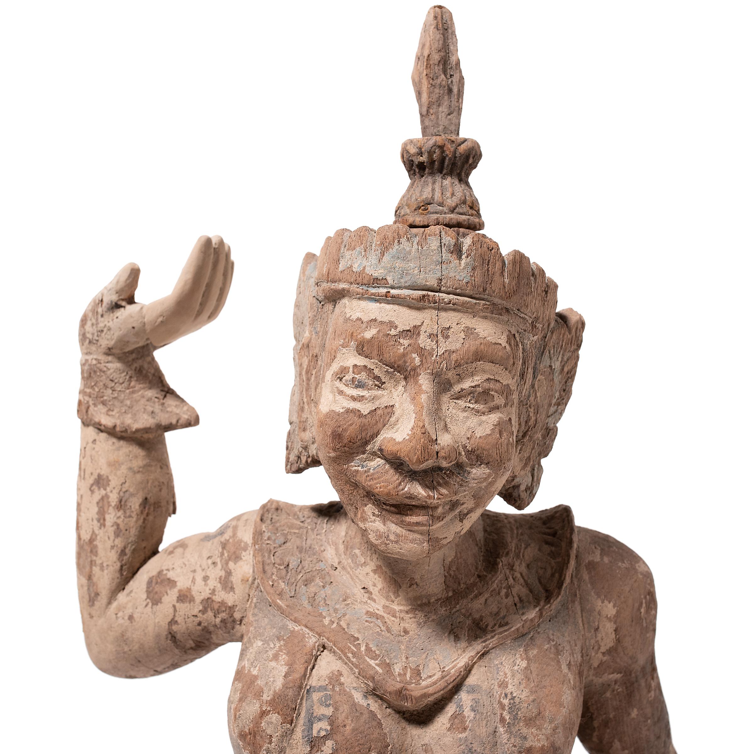 19th Century Southeast Asian Polychrome Figure, c. 1850 For Sale