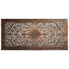 Southeast Asian Rectangular Carved Flower Panel