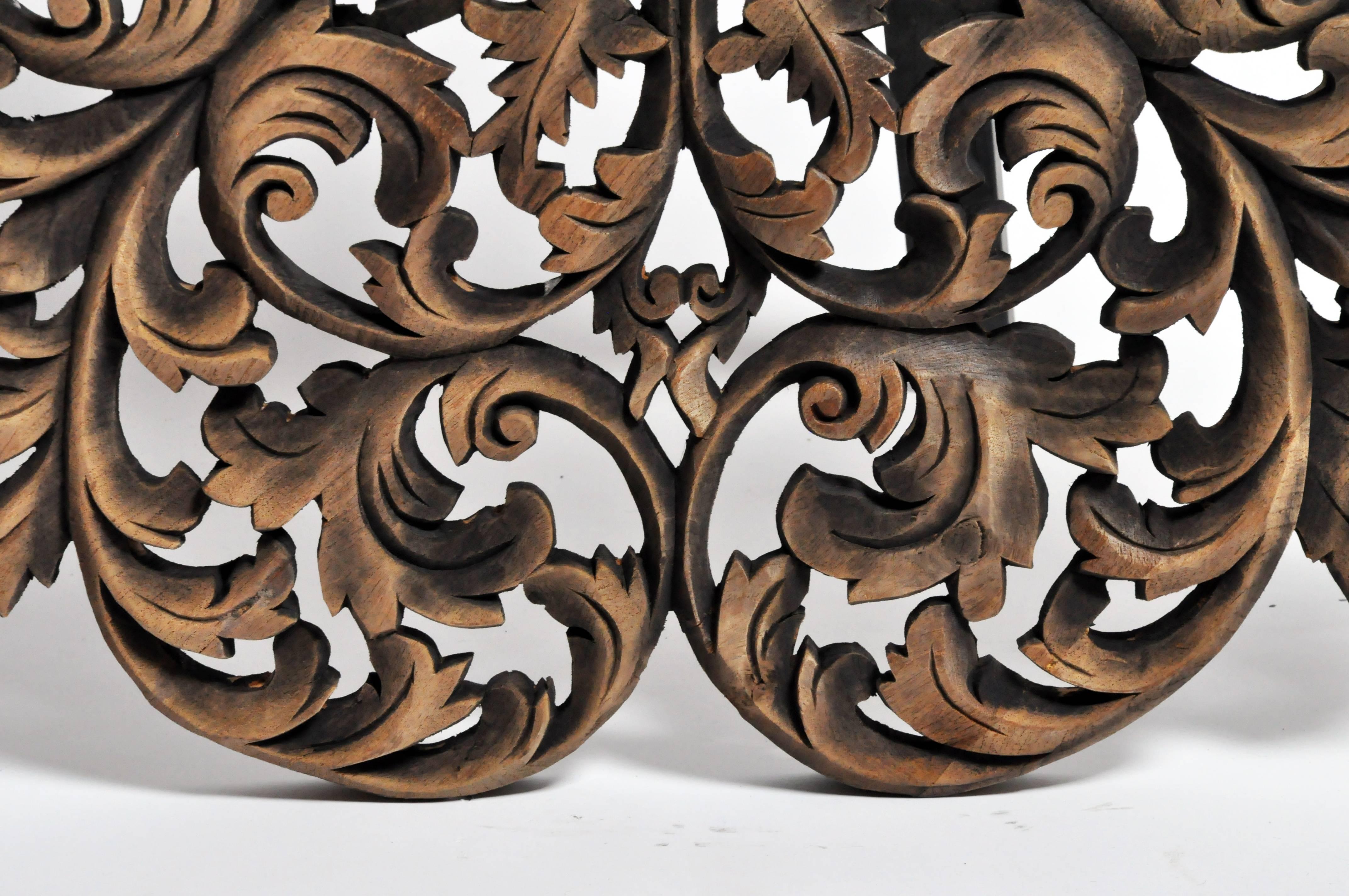 Southeast Asian Round Flower Wood Carving 2