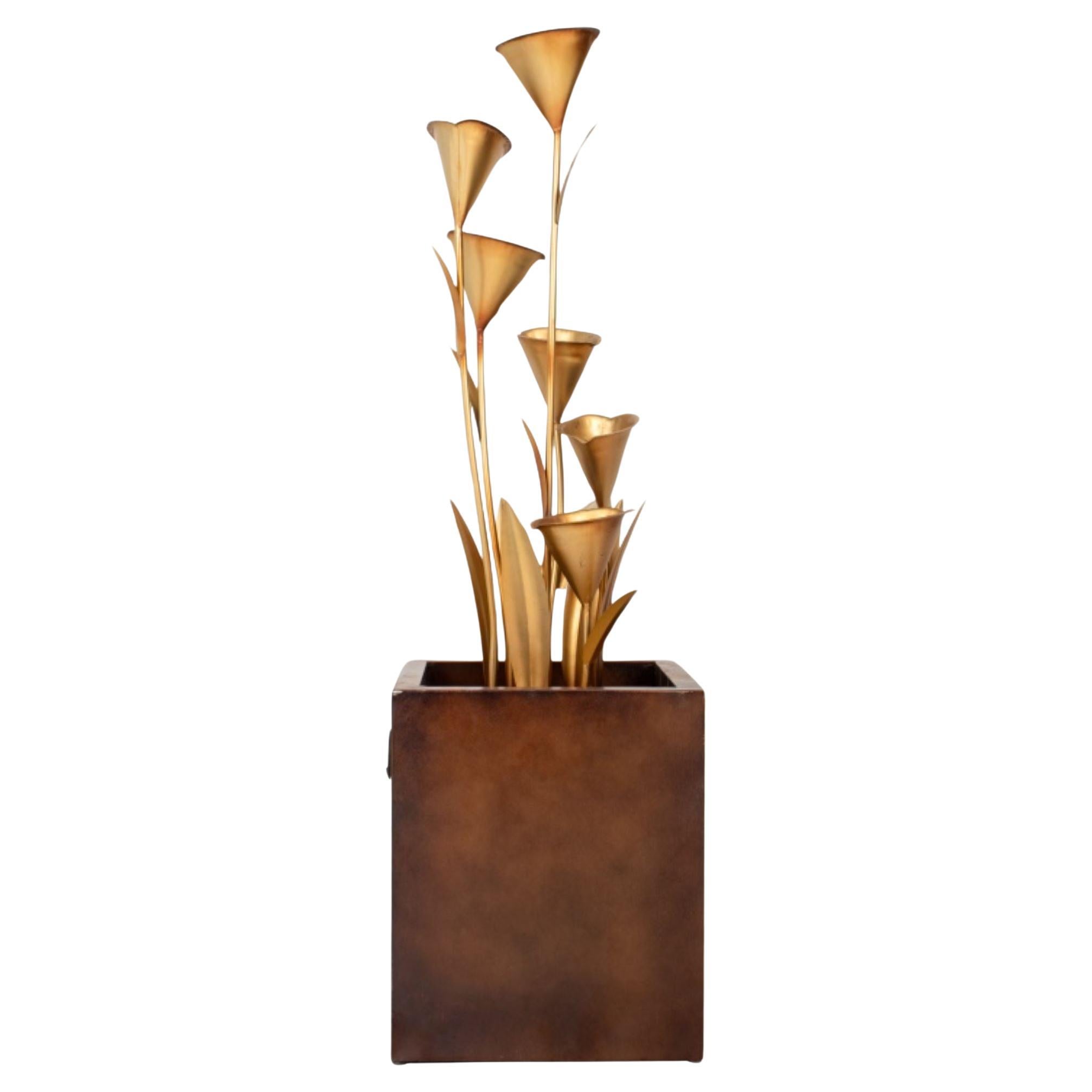 Southeast Asian Style Gilded Lily Fountain, 21st C For Sale
