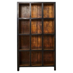 Southeast Asian Style Lacquer Ebonized Hardwood Bookcase Cabinet