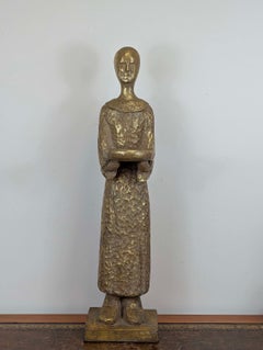 Southeast Asian Thai Giltwood Monk Monastic Sculpture, Folk Design