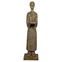 Southeast Asian Thai Giltwood Monk Monastic Sculpture, Folk Design