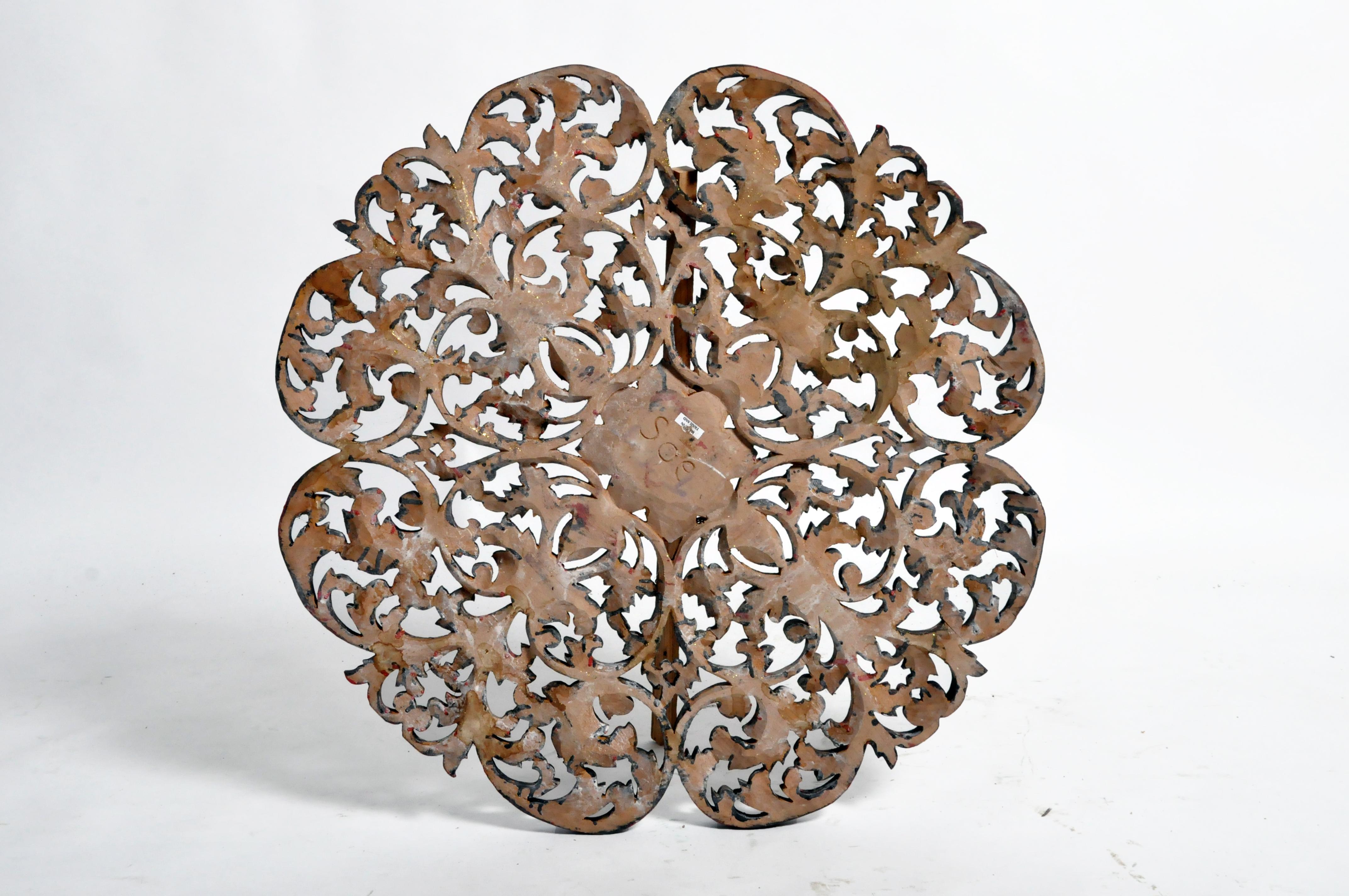 Thai Southeast Asian Wood Carved Flower Panel