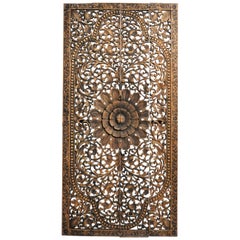 Southeast Asian Wood Carved Flower Panel