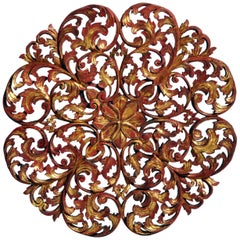 Southeast Asian Wood Carved Flower Panel