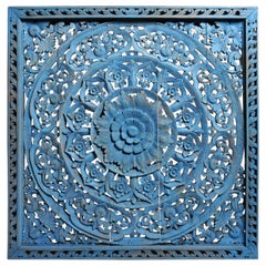 Southeast Asian Wood Carved Flower Panel