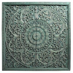 Southeast Asian Wood Carved Flower Panel