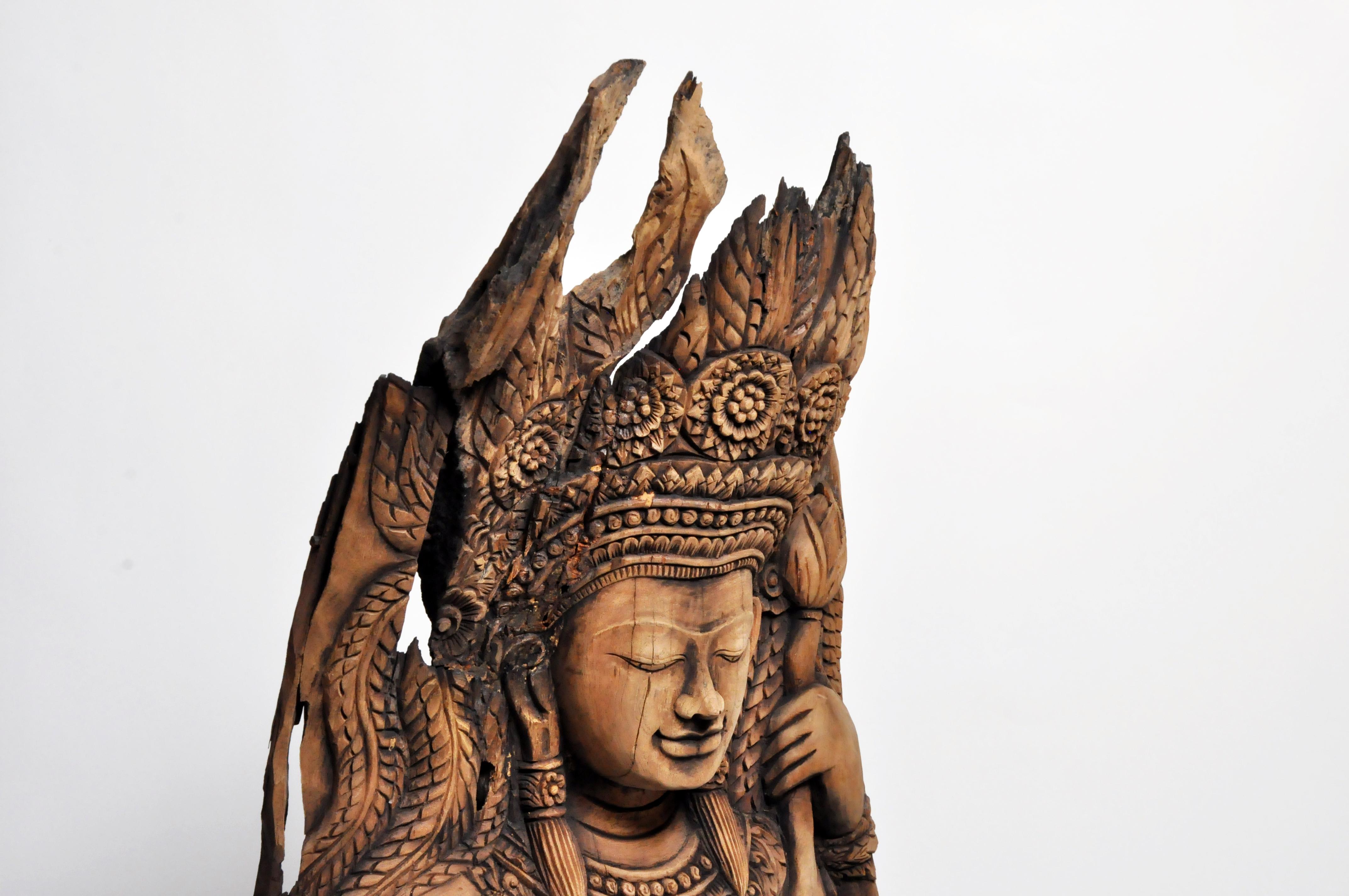 Southeast Asian Wood Carving of a Goddess at 1stDibs asian wood