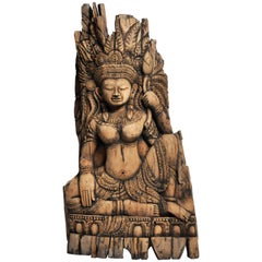 Southeast Asian Wood Carving of a Goddess