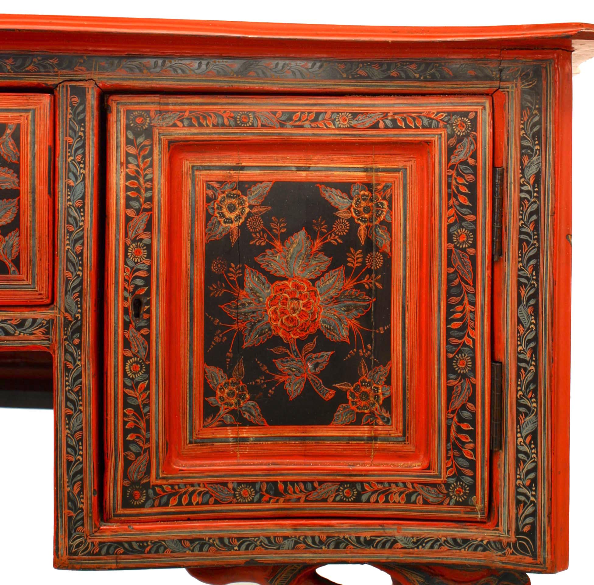 Southeast Asian Red Lacquered Decorated Desk For Sale 2