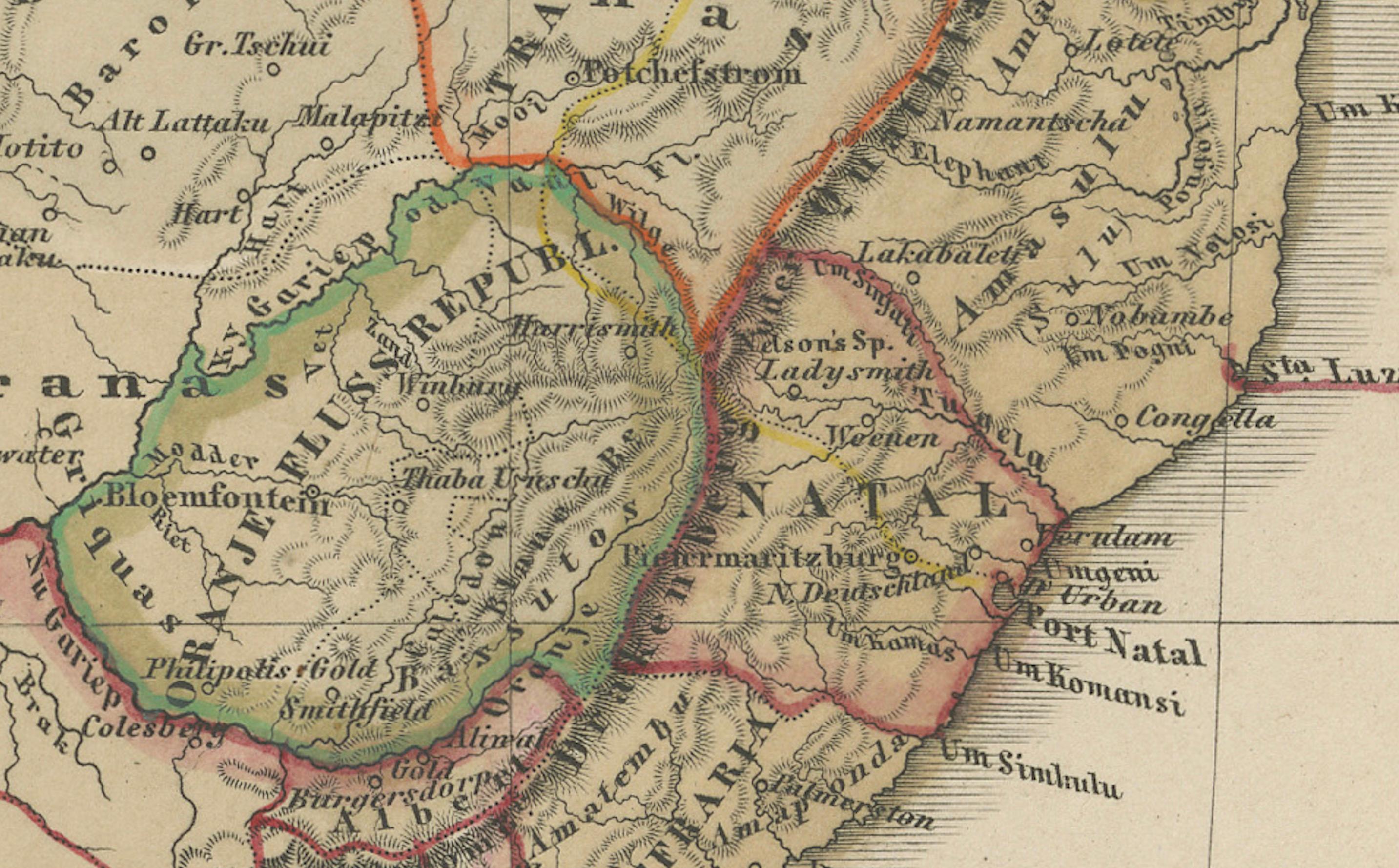Mappa antica dell'Africa meridionale e del Madagascar - Splendida edizione del 1857 in vendita 3