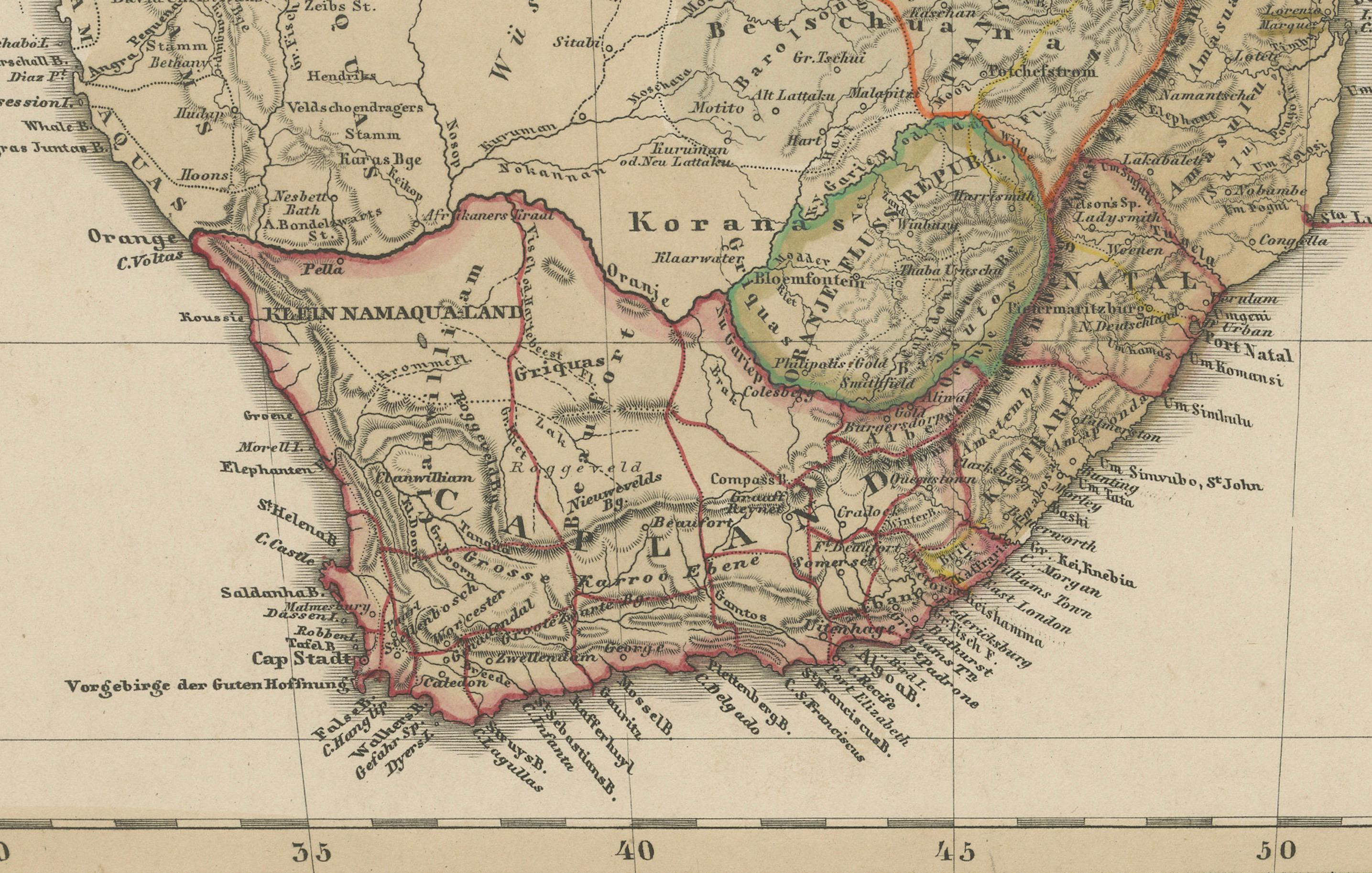 Mappa antica dell'Africa meridionale e del Madagascar - Splendida edizione del 1857 in vendita 4
