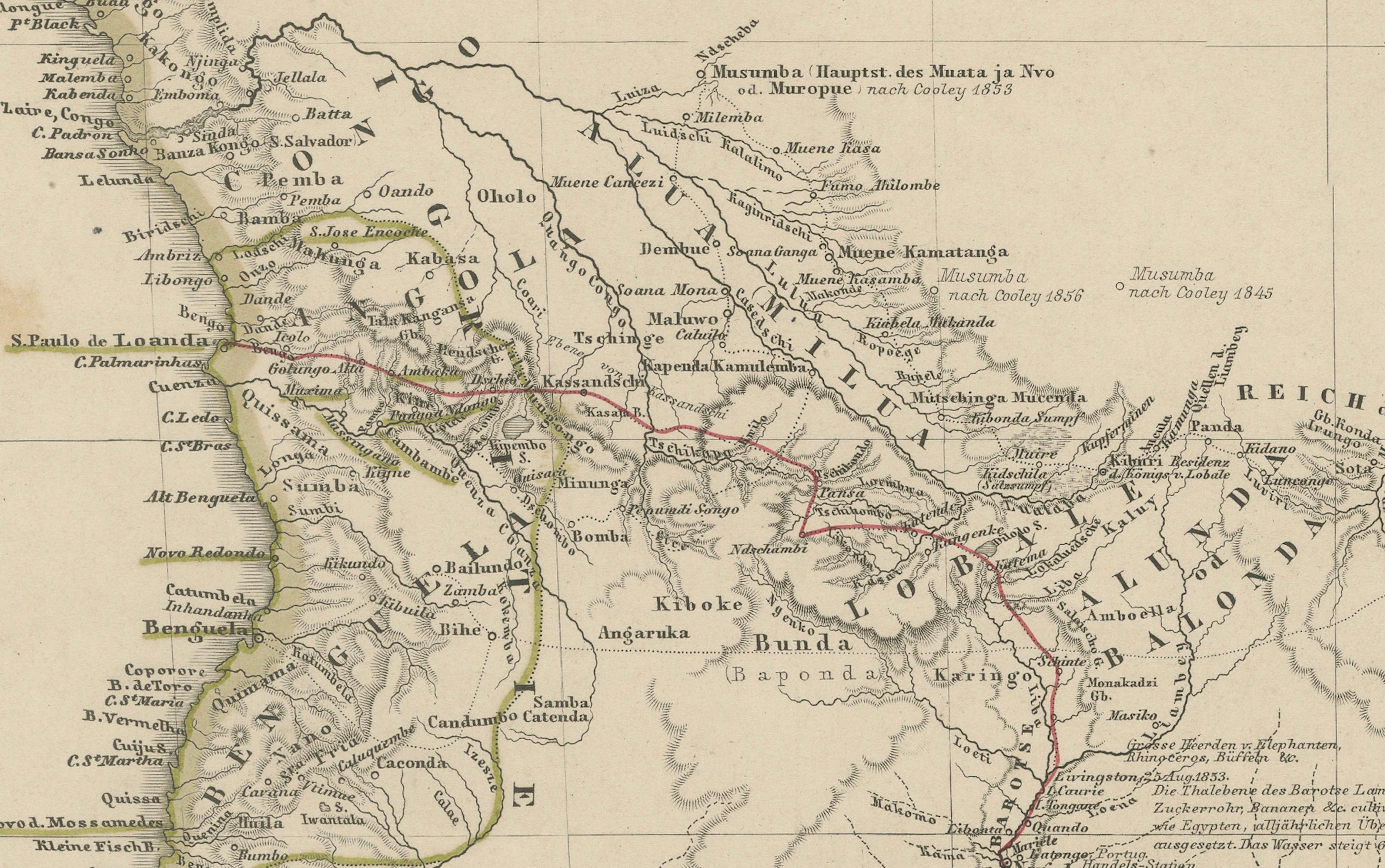 Inciso Mappa antica dell'Africa meridionale e del Madagascar - Splendida edizione del 1857 in vendita
