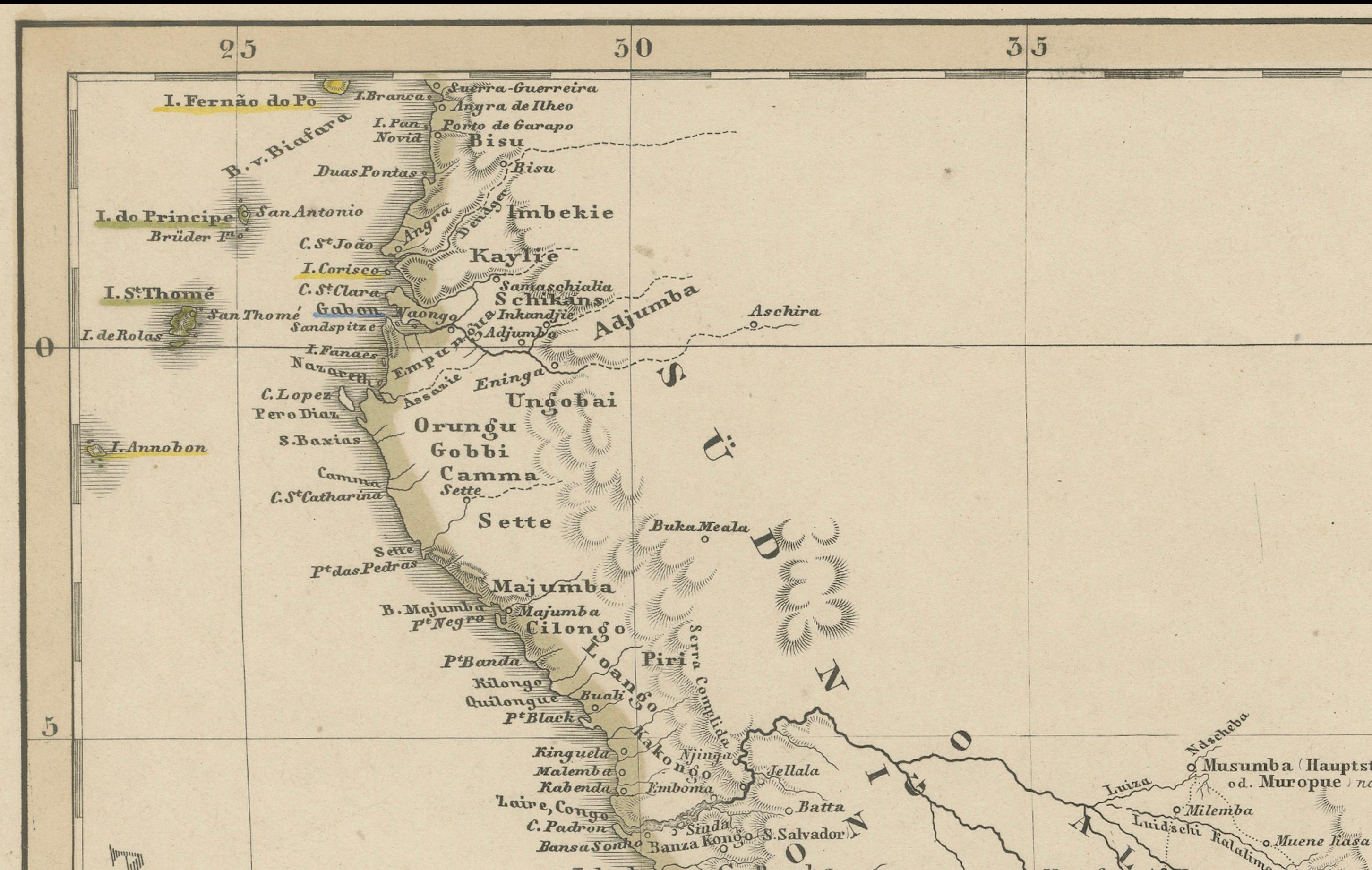 Mappa antica dell'Africa meridionale e del Madagascar - Splendida edizione del 1857 In condizioni buone in vendita a Langweer, NL