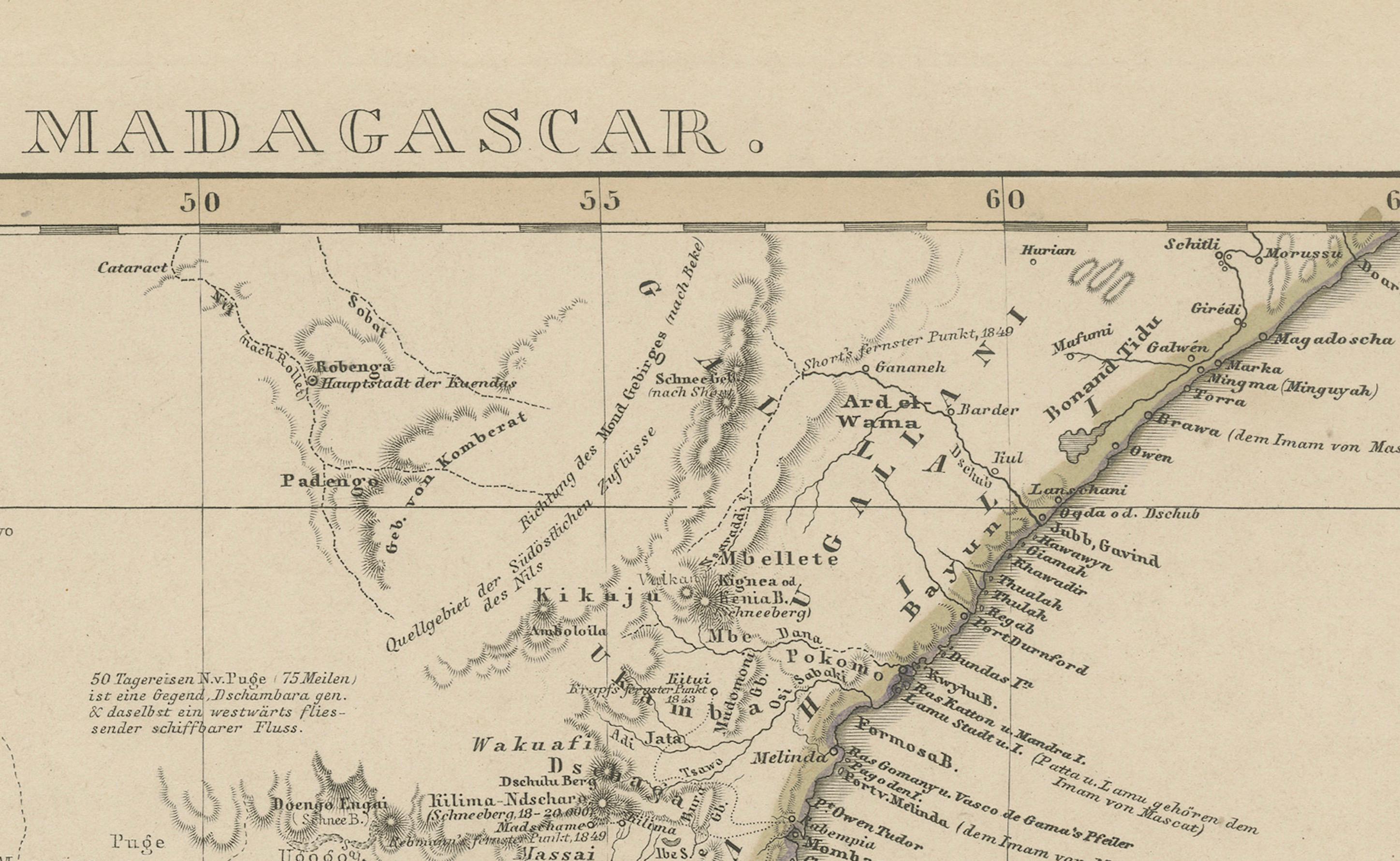 XIX secolo Mappa antica dell'Africa meridionale e del Madagascar - Splendida edizione del 1857 in vendita