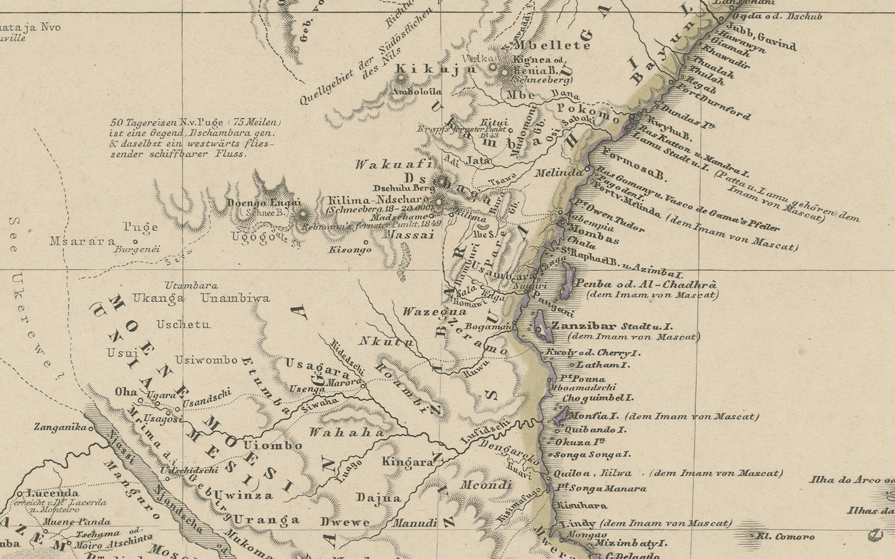 Carta Mappa antica dell'Africa meridionale e del Madagascar - Splendida edizione del 1857 in vendita