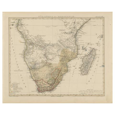 Southern Africa & Madagascar Antique Map – Beautiful 1857 Edition