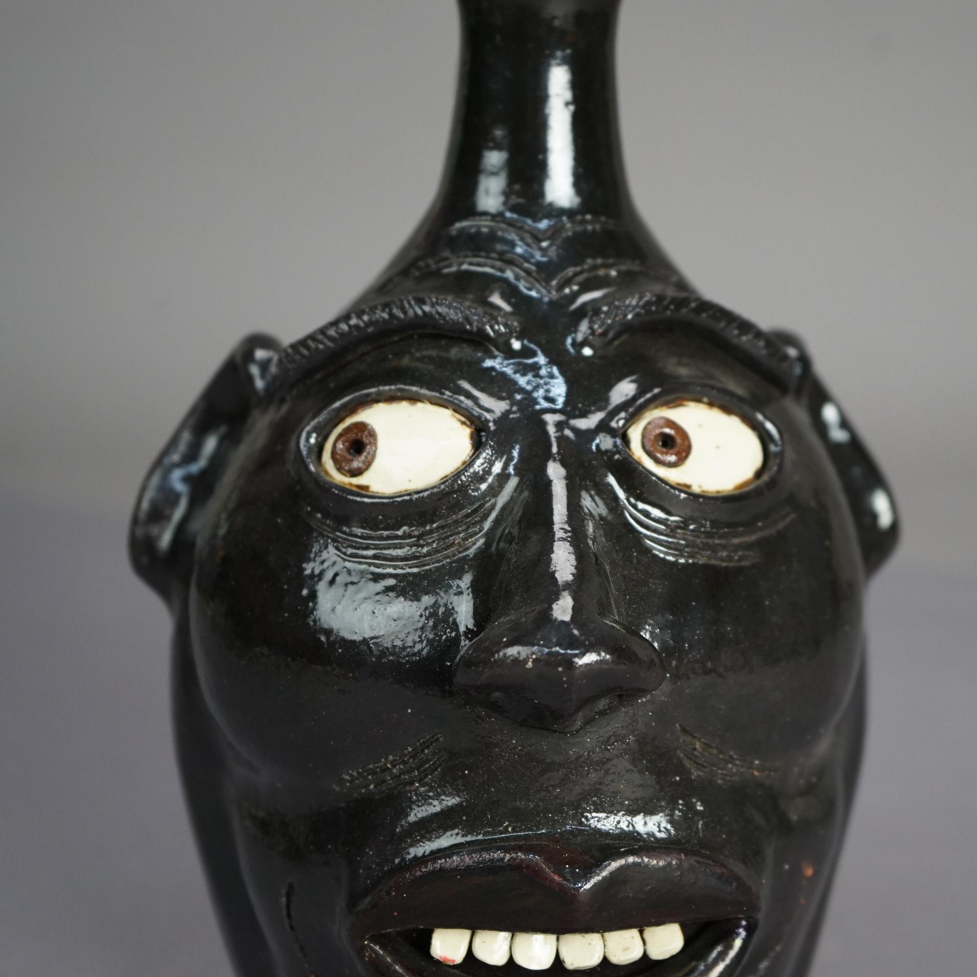 20th Century Southern Americana Pottery Face Jug by Perdua 20thC For Sale