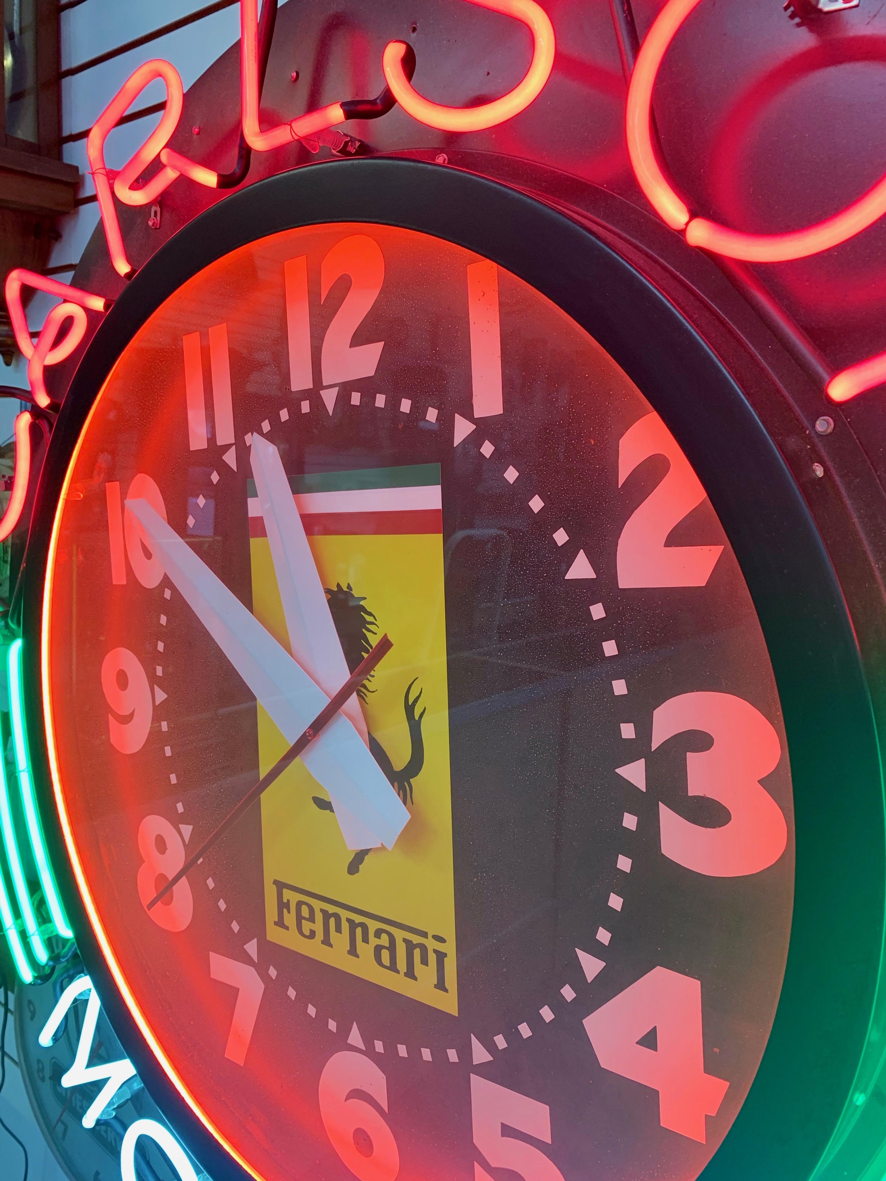 American Southern California Neon Ferrari Dealership Clock