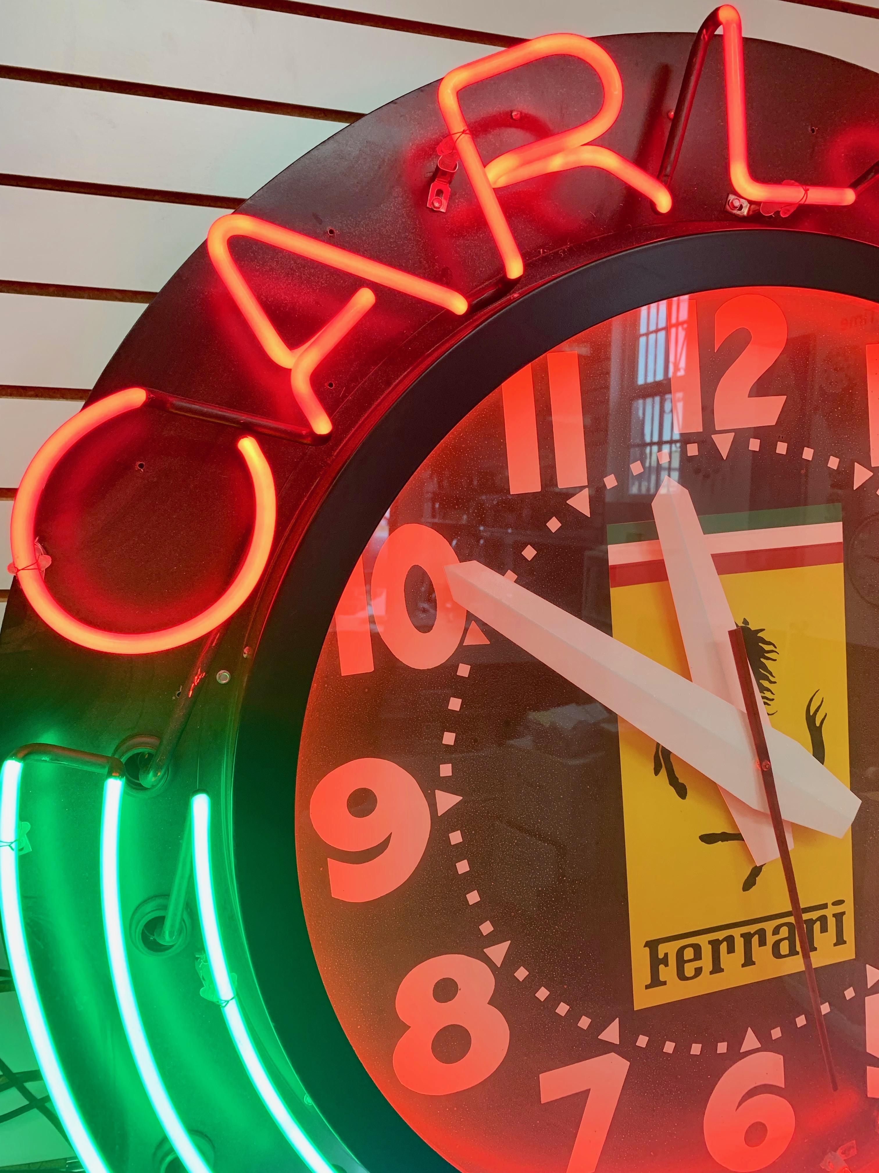 Southern California Neon Ferrari Dealership Clock In Good Condition In Los Angeles, CA