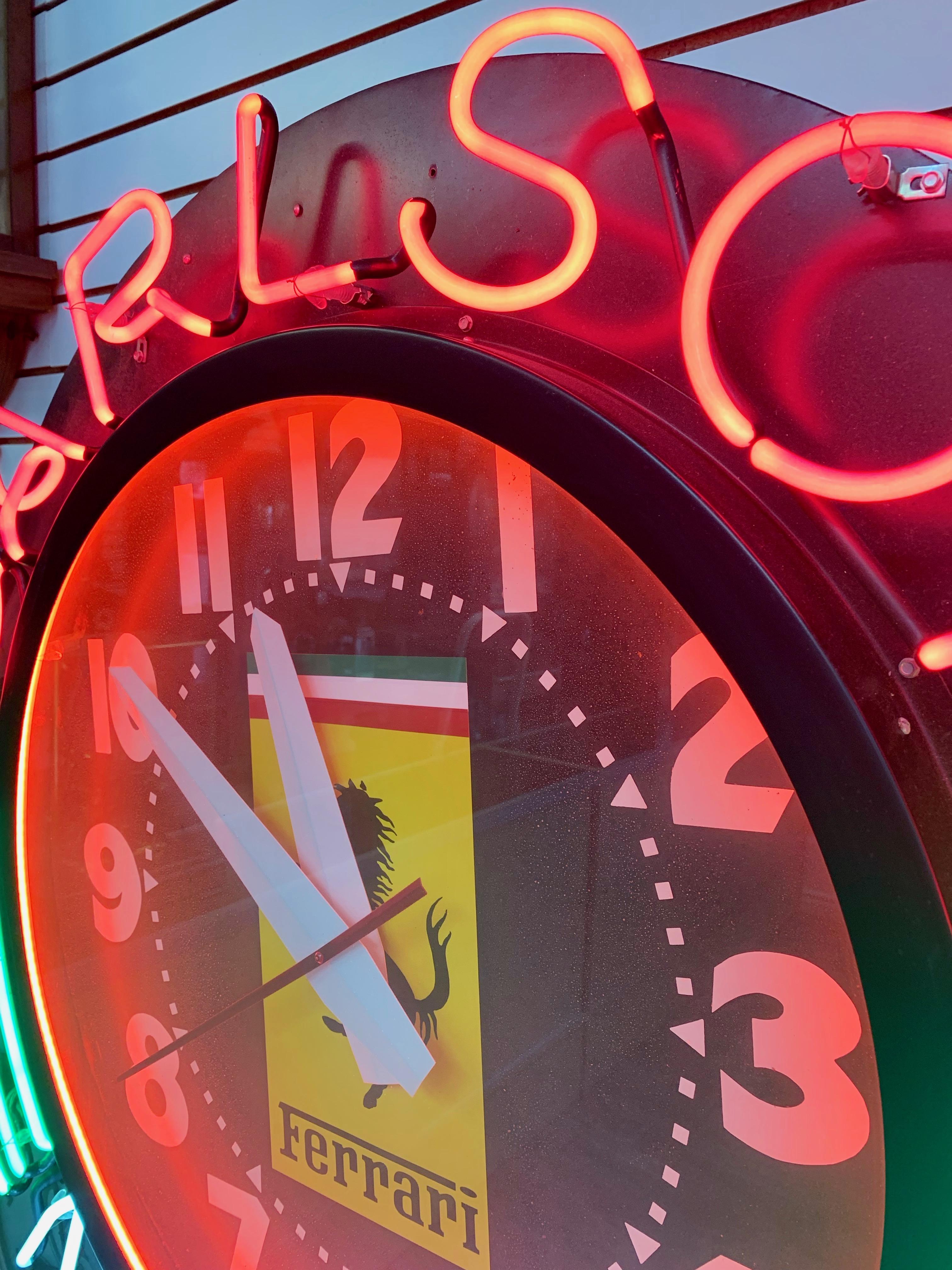 Late 20th Century Southern California Neon Ferrari Dealership Clock