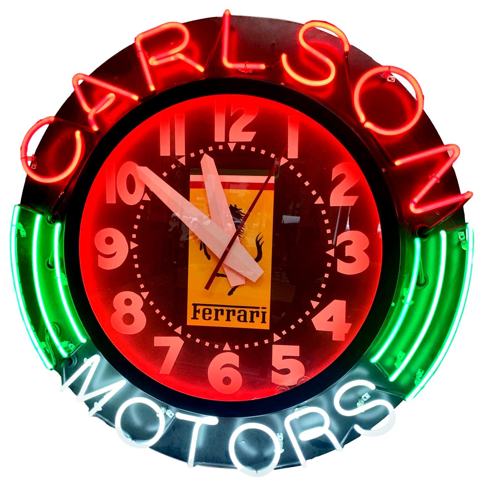 Southern California Neon Ferrari Dealership Clock