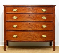 Southern Federal Walnut and Mahogany Bow Front Chest of Drawers C. 1830