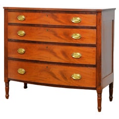 Antique Southern Federal Walnut and Mahogany Bow Front Chest of Drawers C. 1830
