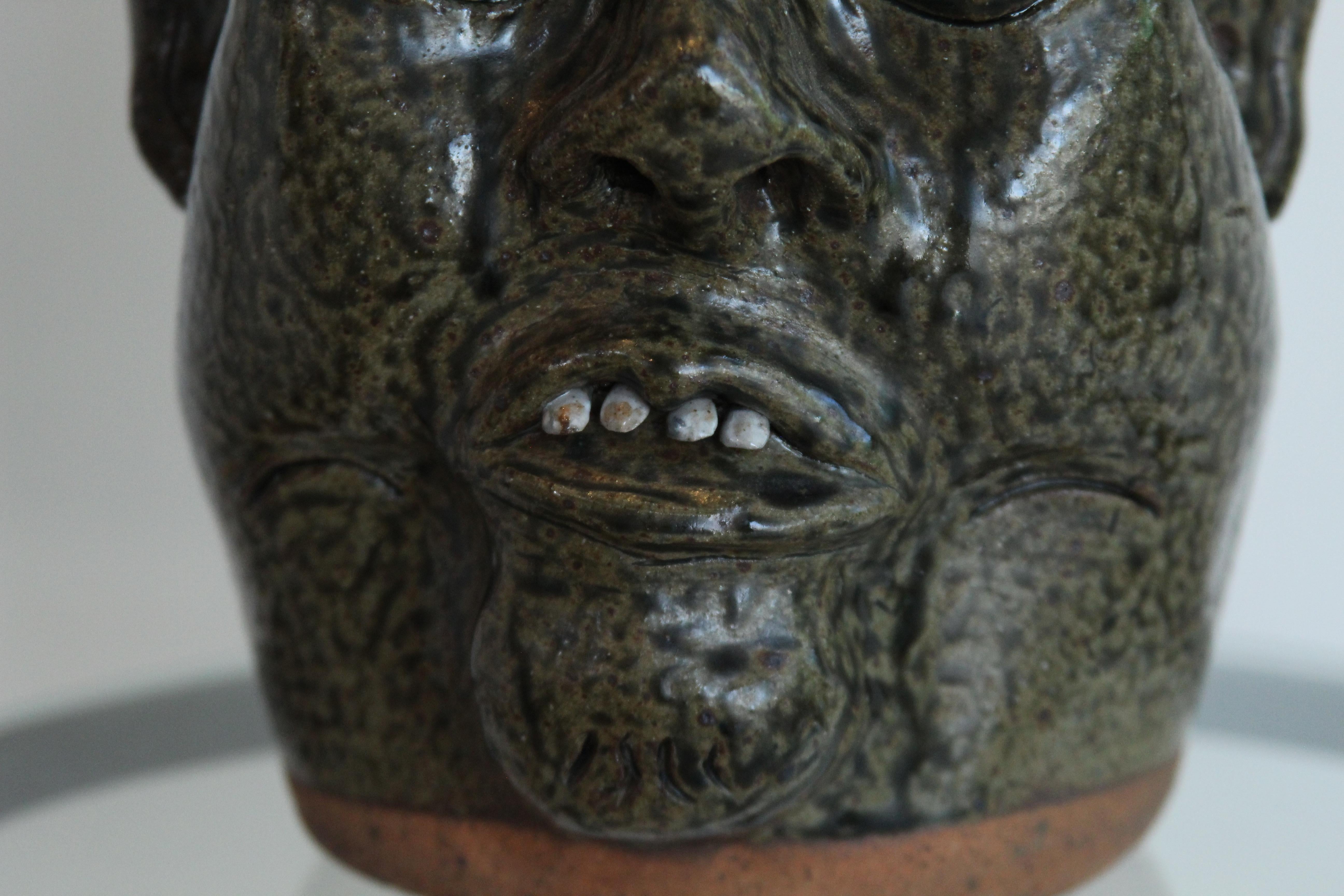 Pottery Southern Folk Art Face Jug, 1990s